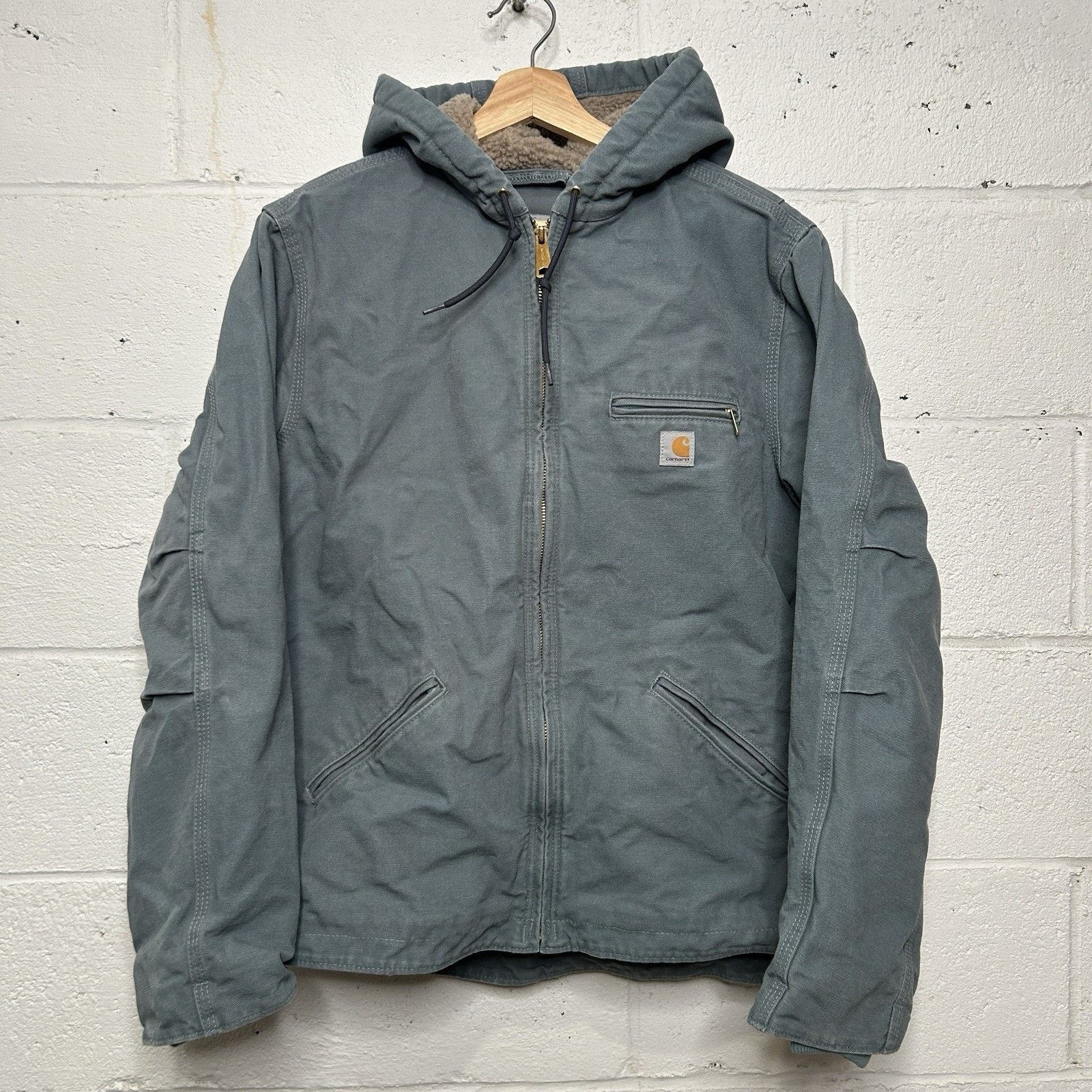 Carhartt Carhartt Sherpa-Lined Hooded Detroit Jacket “Sea Glass” Size L / US 10 / IT 46 - 1 Thumbnail