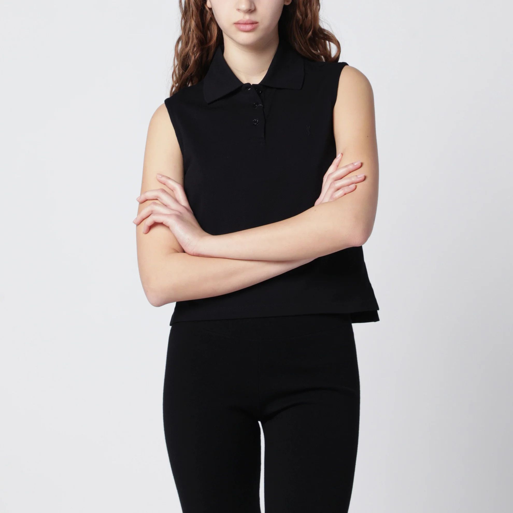 Saint Laurent Paris o1d2blof0526 Sleeveless Polo Shirt With Cassandre Logo Size M / US 6-8 / IT 42-44 - 1 Thumbnail