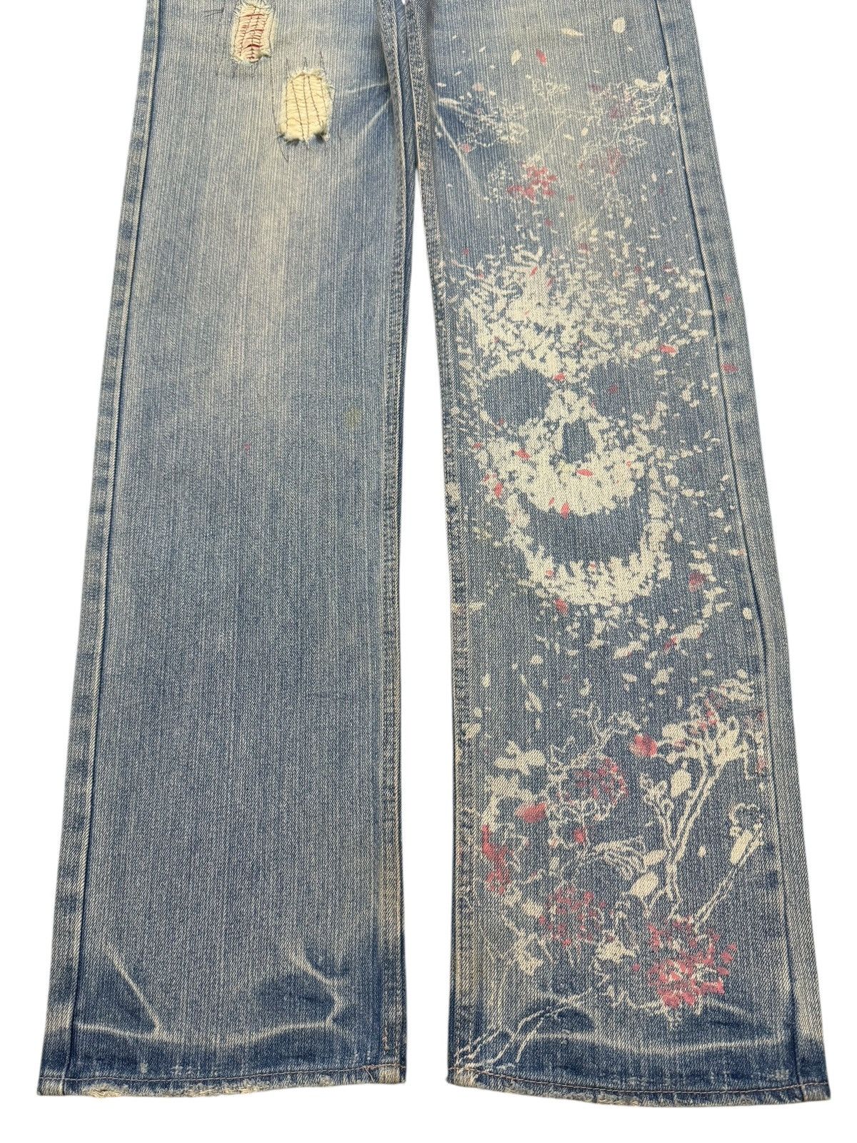 If Six Was Nine Vintage 90s Japan Double Waist Faded Paint Splatter Skull Size US 31 - 7 Thumbnail
