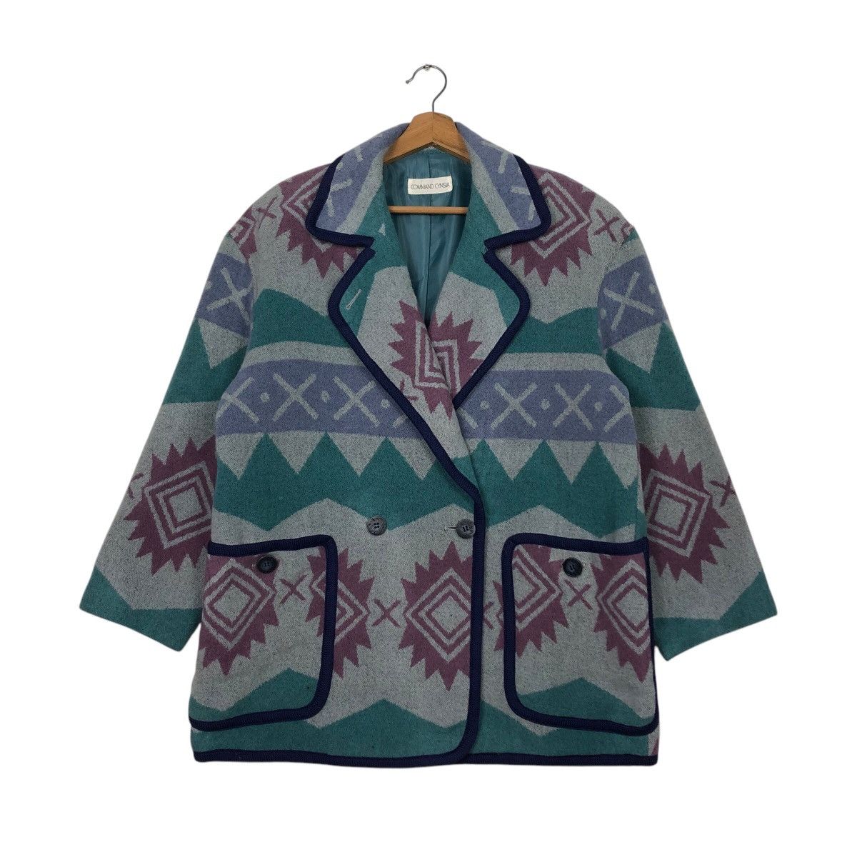 Japanese Brand × Vintage 📌Vintage Wool Button Jacket Navajo Design Command Cynsia Size US M / EU 48-50 / 2 - 2 Thumbnail