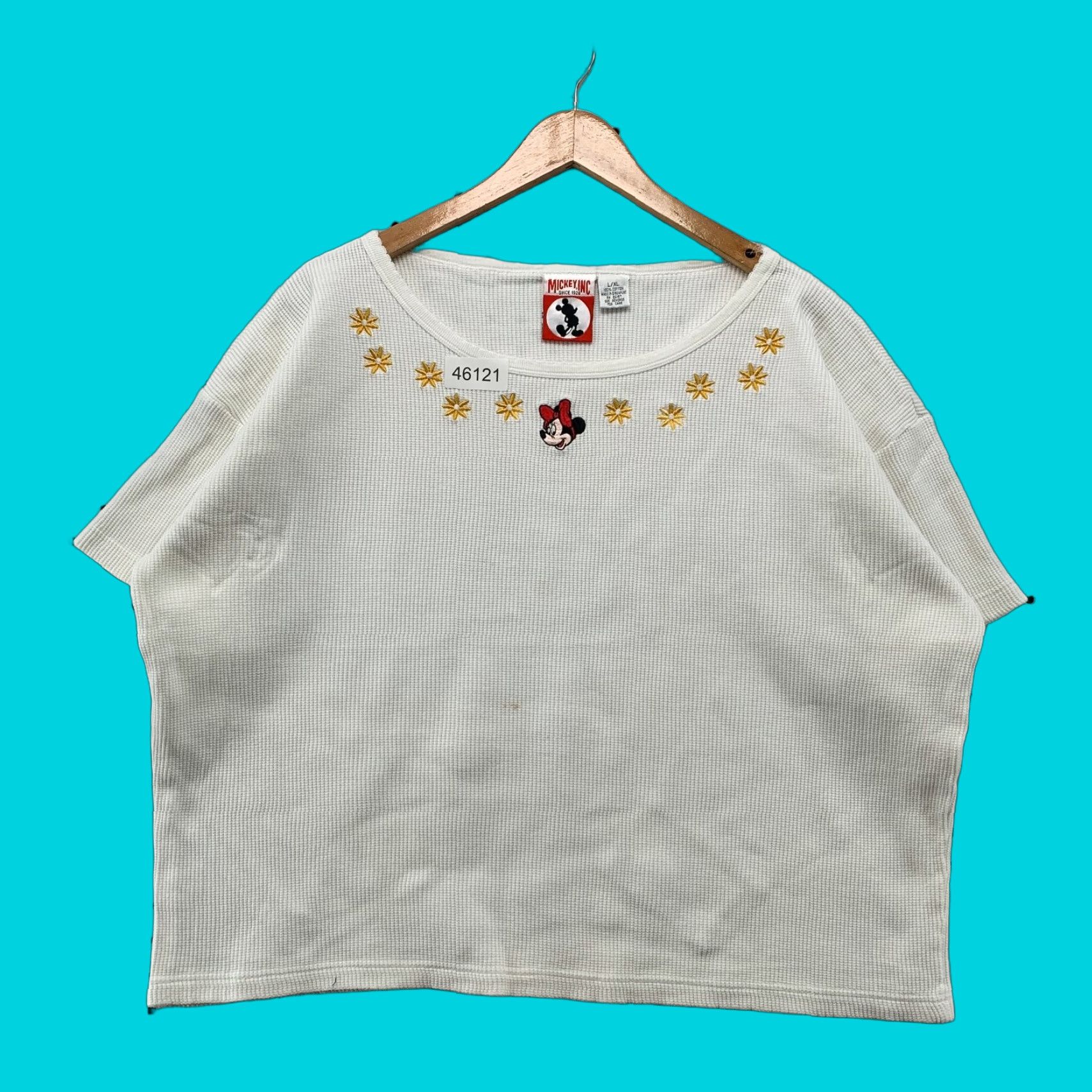 Vintage VINTAGE Mickey Inc Top Womens L/XL White Minnie Mouse Embroidered Thermal Knit T-Shirt Casual Womens Size L / US 10 / IT 46 - 1 Thumbnail