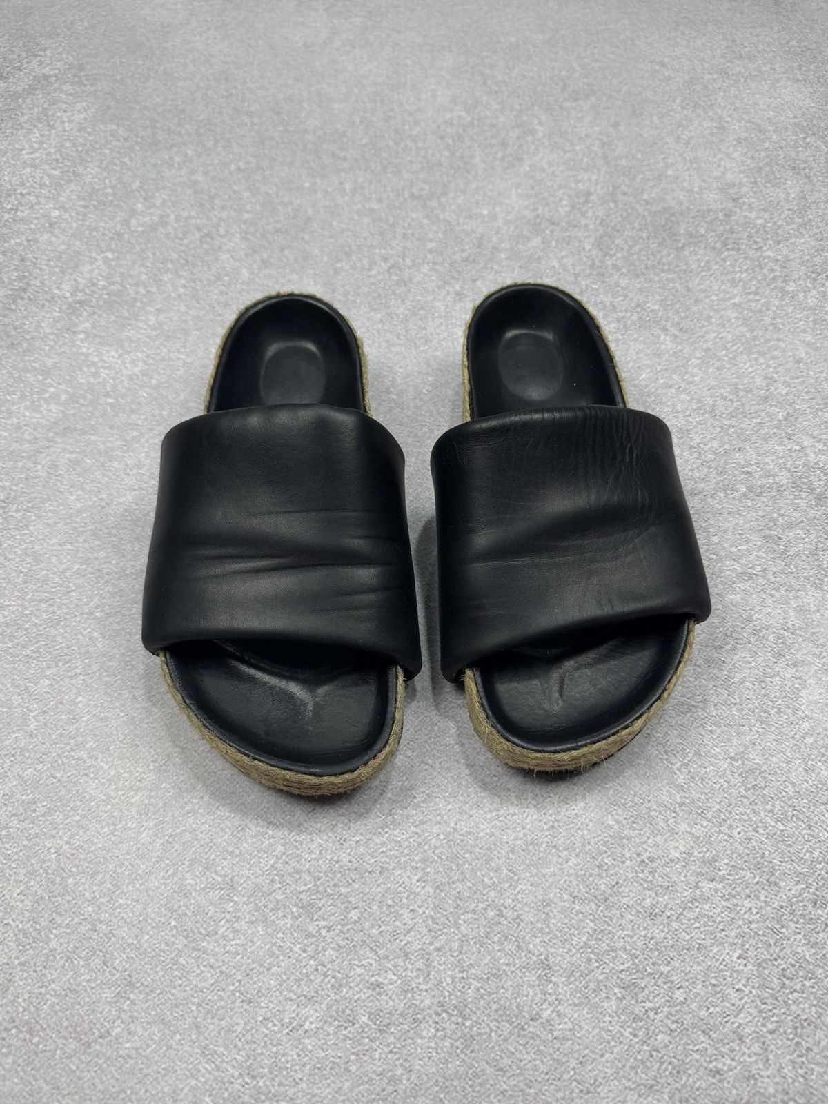 Celine Celine Black Leather Flat Sandals Espadrille Slides Woman Size US 7.5 / IT 37.5 - 4 Thumbnail