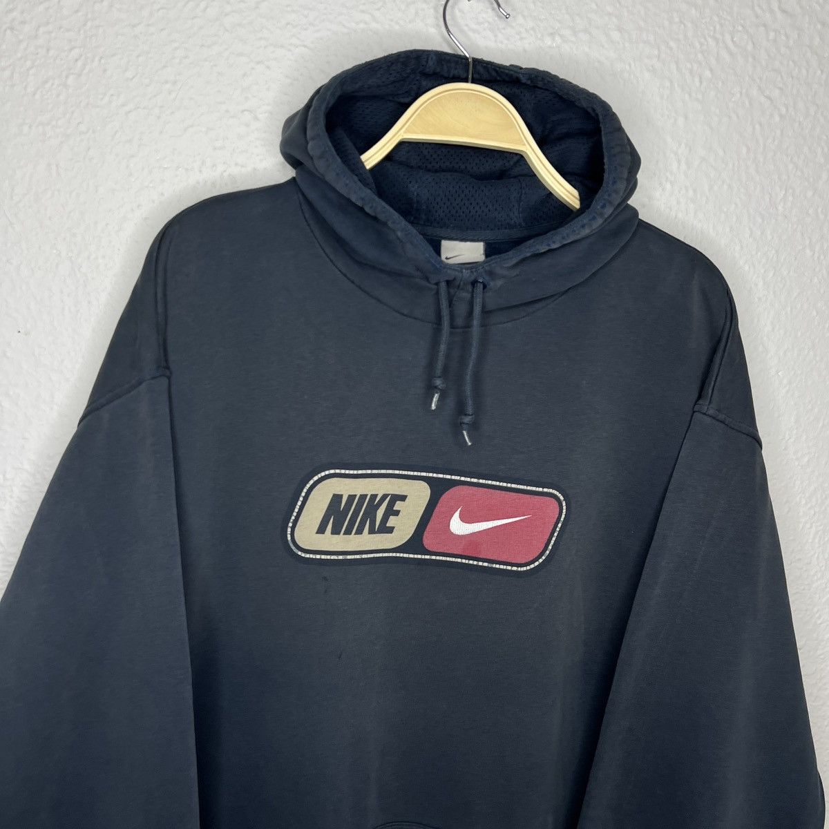 Nike Vintage Nike Hoodie Big Spellout Logo Swoosh Navy Faded 90s Size US XXL / EU 58 / 5 - 4 Thumbnail