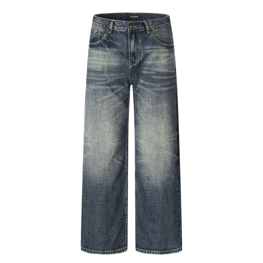 Jean Men's retro punk distressed loose wide-leg washed jeans Size US 32 / EU 48 - 1 Thumbnail