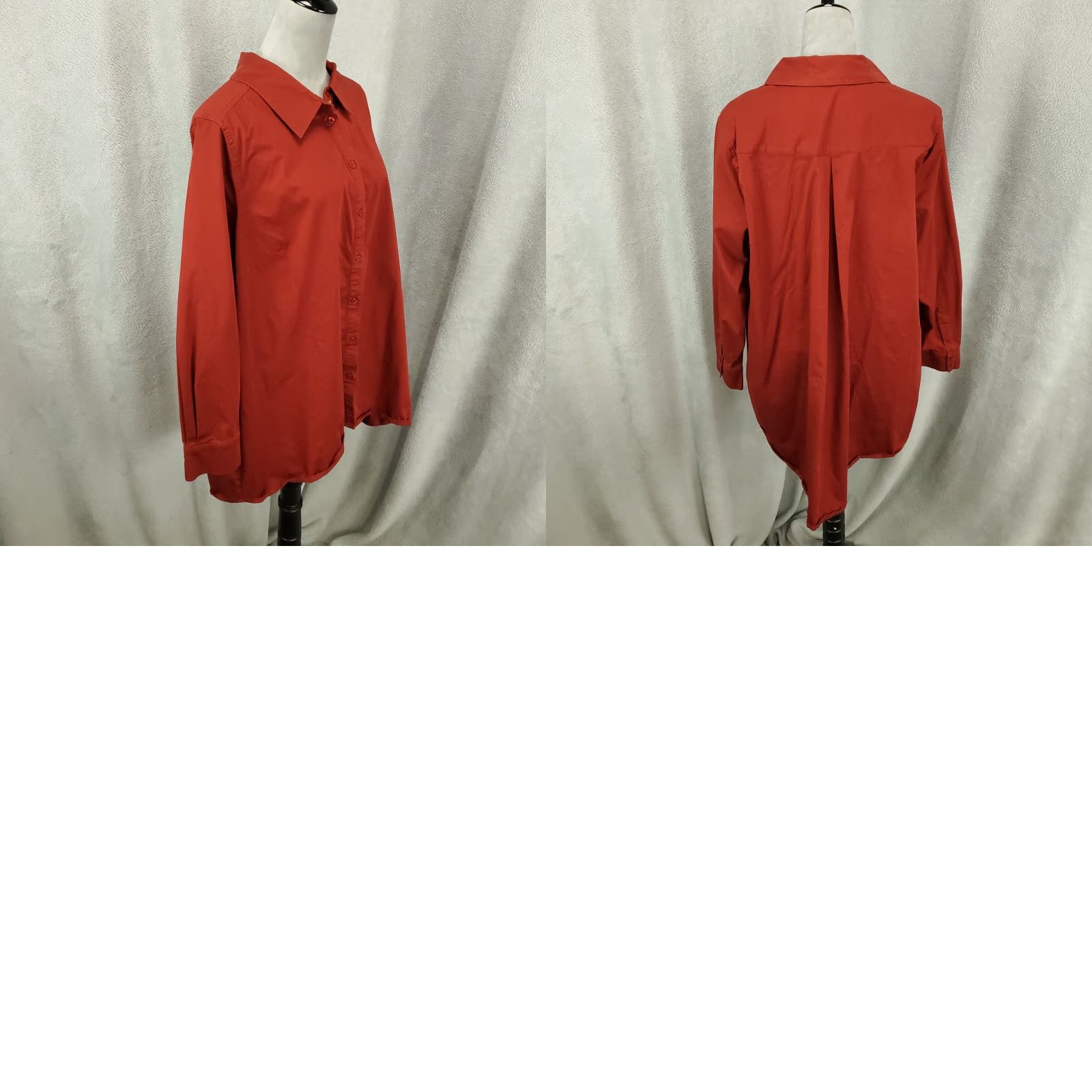 Vintage Susan Graver Blouse Shirt Dressy Tunic 22W Red Long Sleeve Button Up Casual Womens Plus Size Size 3XL / US 20-22 - 8 Thumbnail