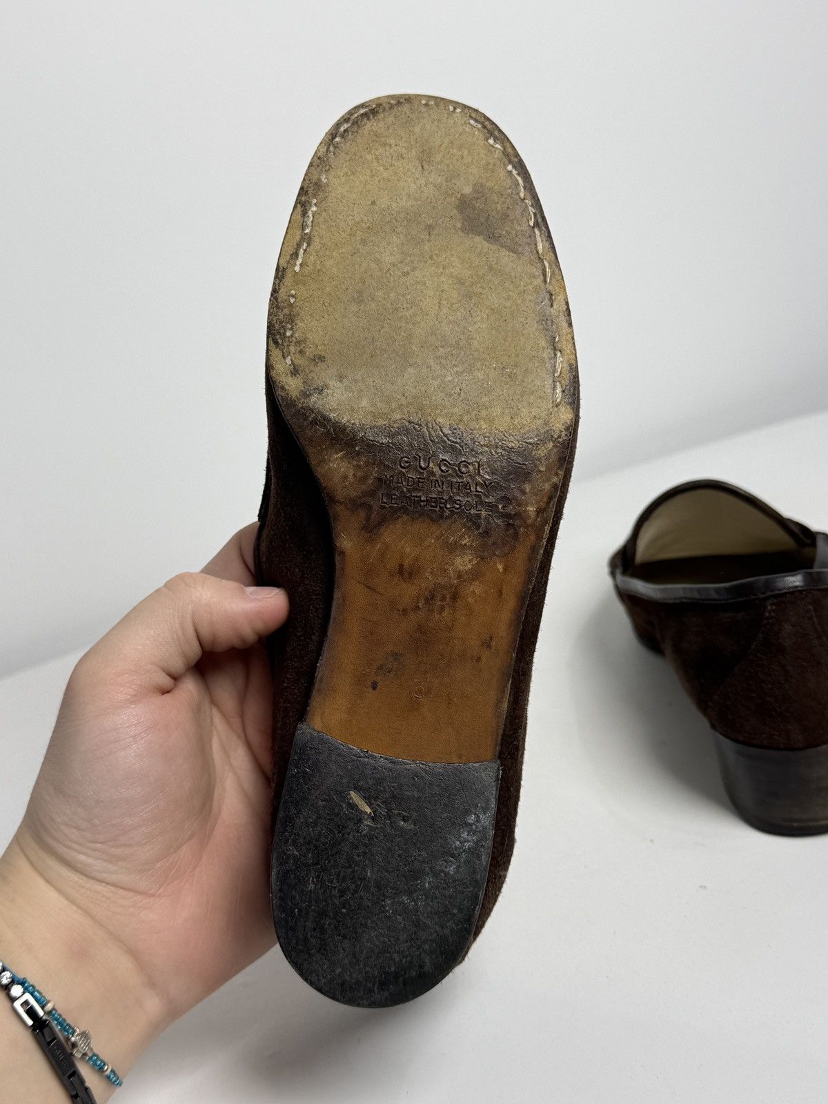Gucci Vintage 80s rare Gucci brown suede loafers with horsebit Size US 7 / IT 37 - 11 Thumbnail
