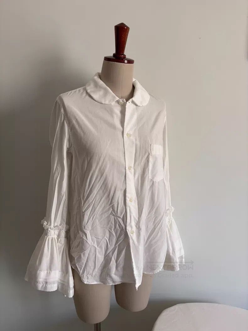 Comme des Garcons Comme Des Garcons White Lace Flared Sleeve Shirt Size L / US 10 / IT 46 - 1 Thumbnail