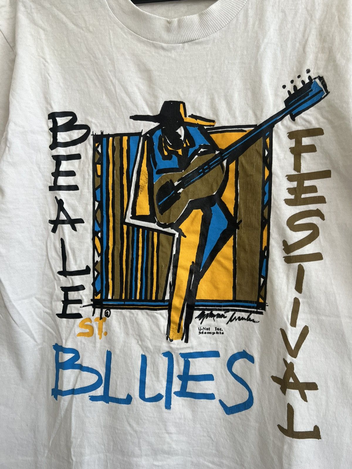 Vintage Vintage Beale St Blues Festival T-Shirt George Hunt Art Rare Size US L / EU 52-54 / 3 - 4 Thumbnail