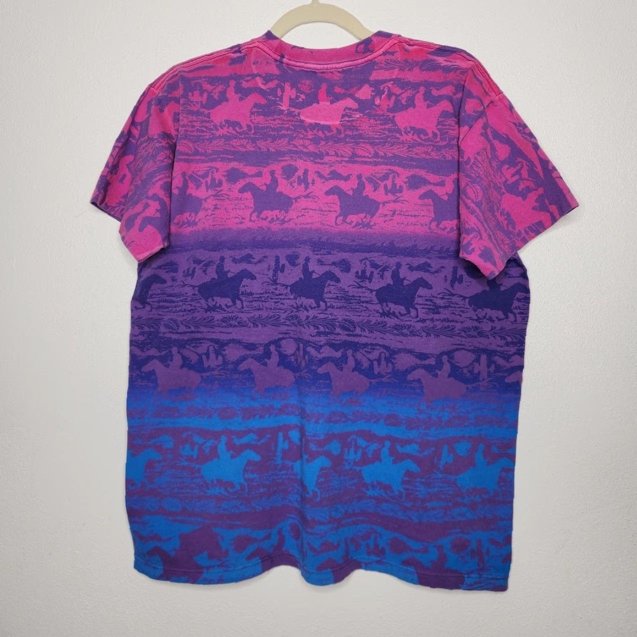 Vintage VINTAGE Western Sun Cowboys AOP Tie Dye Ombre Shirt Single Stitch Size US M / EU 48-50 / 2 - 5 Thumbnail