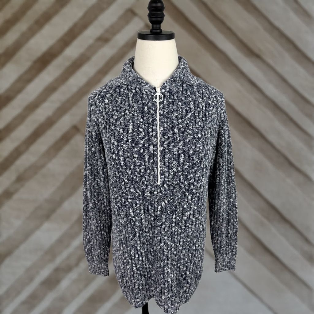 Vintage VINTAGE Womens Medium Sweater 70s Navy 1/2 Zip Raglan Knit Pullover Ski Size M / US 6-8 / IT 42-44 - 1 Thumbnail