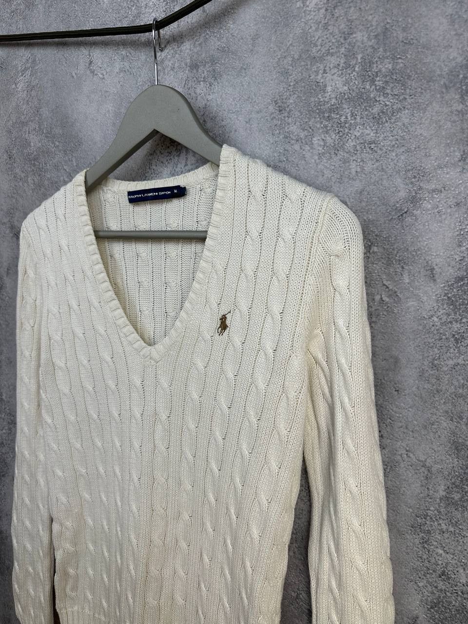 Ralph Lauren Sport Ralph Lauren Sport Cable Knit V-Neck VIntage Ivory Sweater Size M / US 6-8 / IT 42-44 - 4 Thumbnail