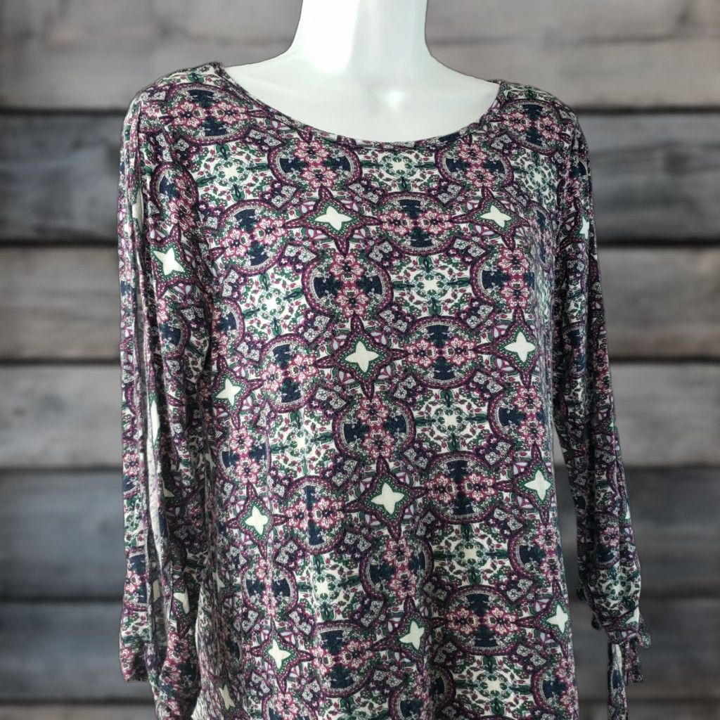 Vintage Pixley Womens Dress Medium Purple Green 3/4 Sleeve Rayon Blend Casual Shift Short Dress Womens M Purple Vintage? No Size M / US 6-8 / IT 42-44 - 1 Thumbnail