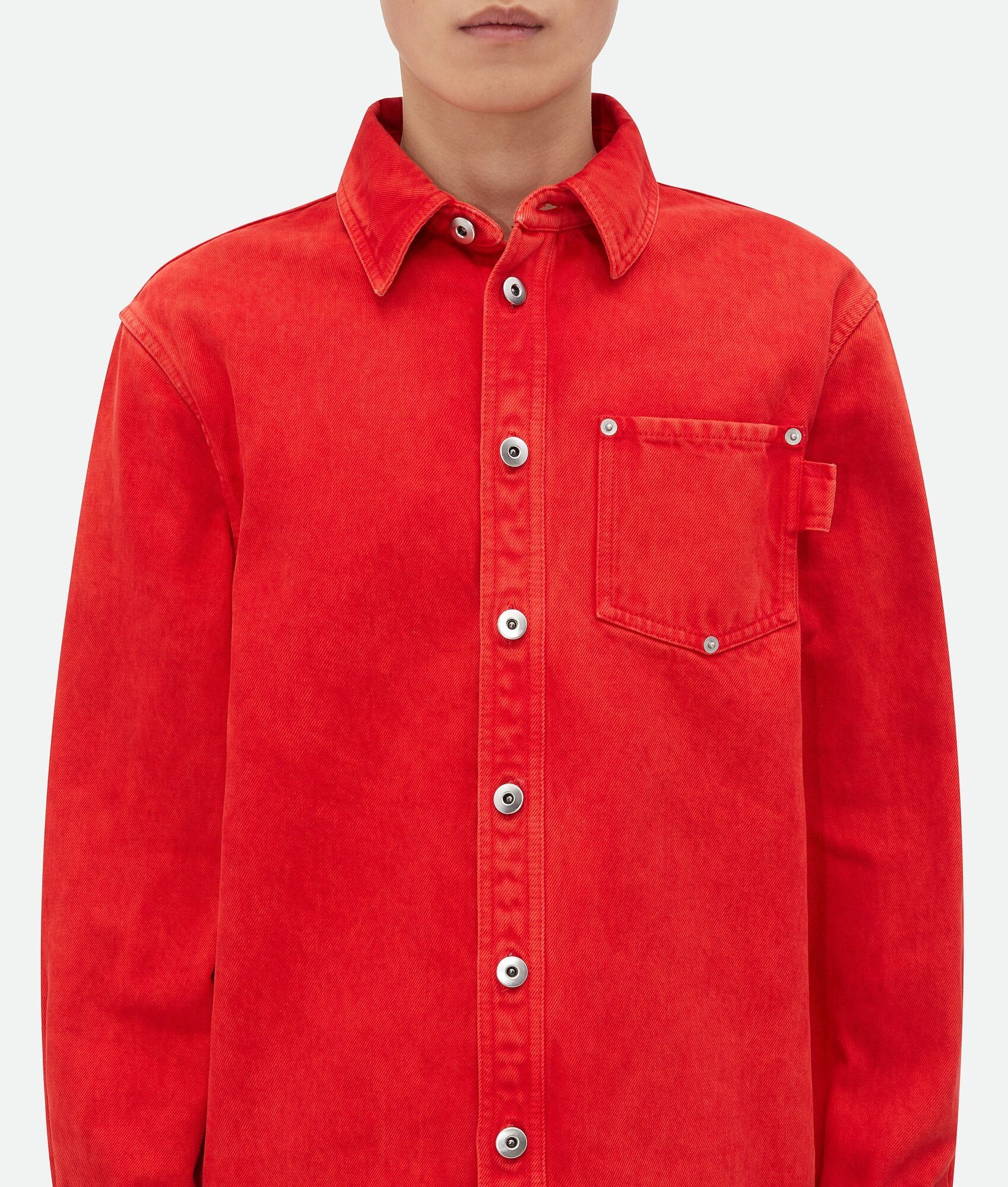 Bottega Veneta o1w1db10825 Faded Color Washed Denim Shirt in Deep Red Size US M / EU 48-50 / 2 - 4 Thumbnail