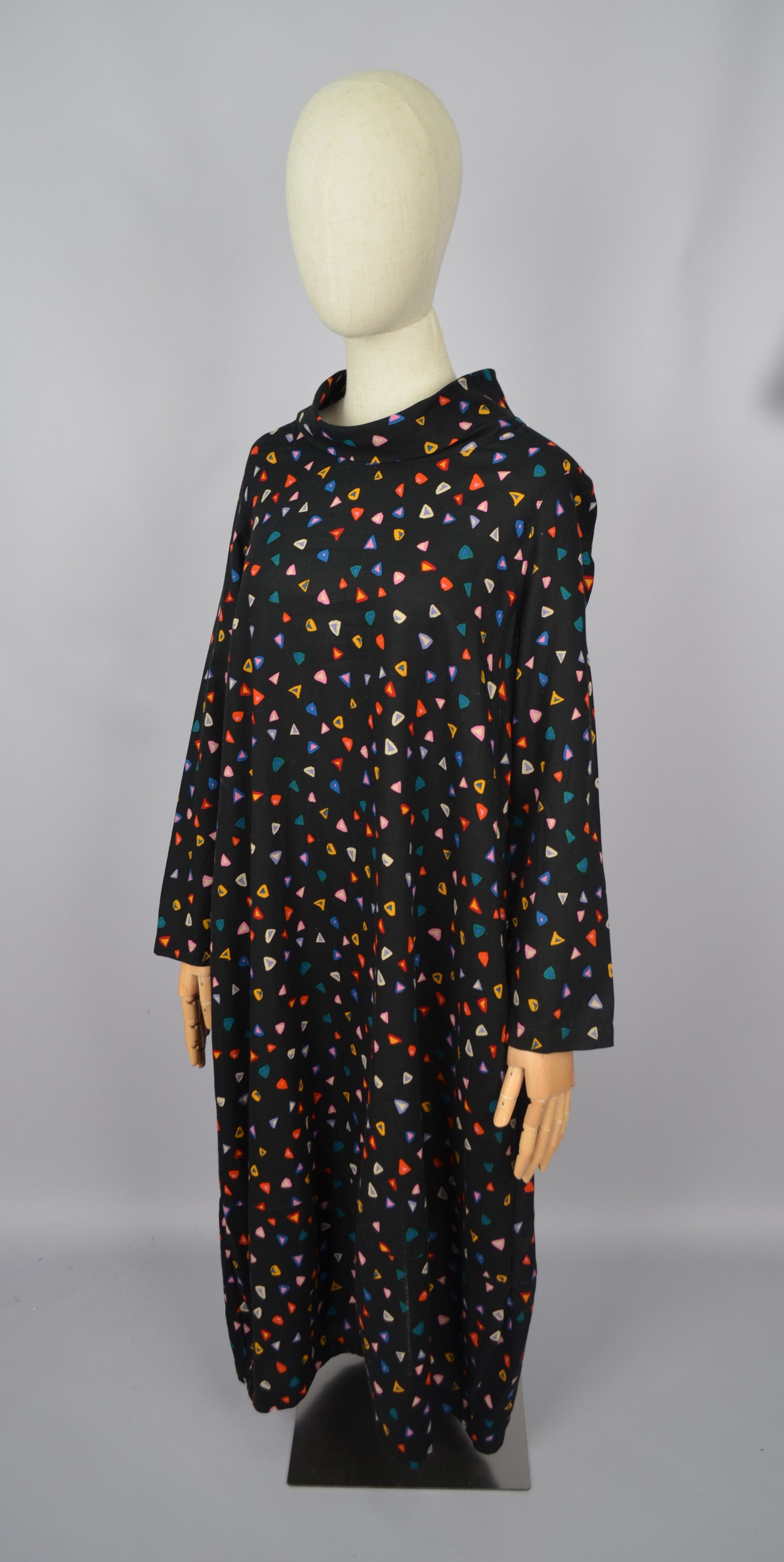Designer × Sahara Club Beautiful Sahara Abstract Print Long Dress Mock Neck Sz 1/XS Size XS / US 0-2 / IT 36-38 - 3 Thumbnail
