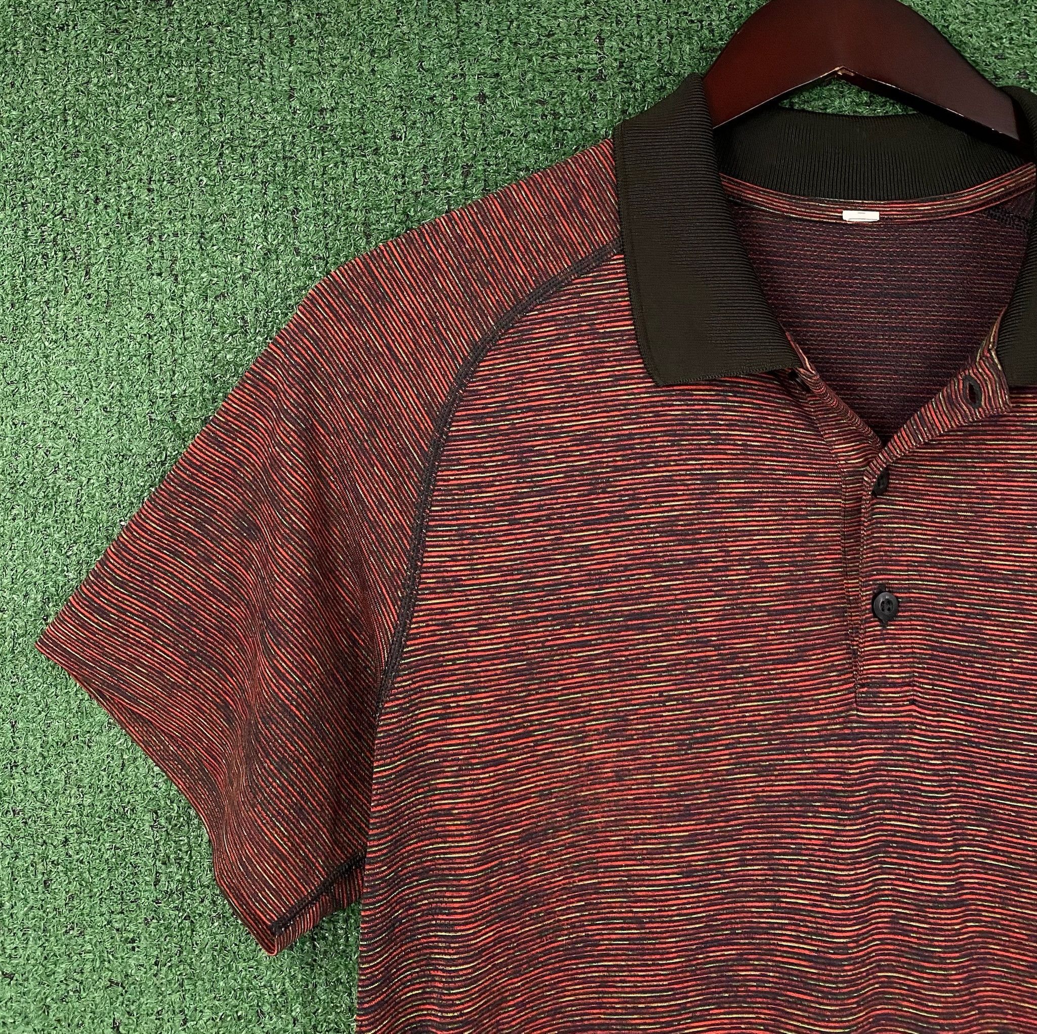 Lululemon Lululemon Metal Vent Red Black Lime Patterned Polo Large Size US L / EU 52-54 / 3 - 3 Thumbnail