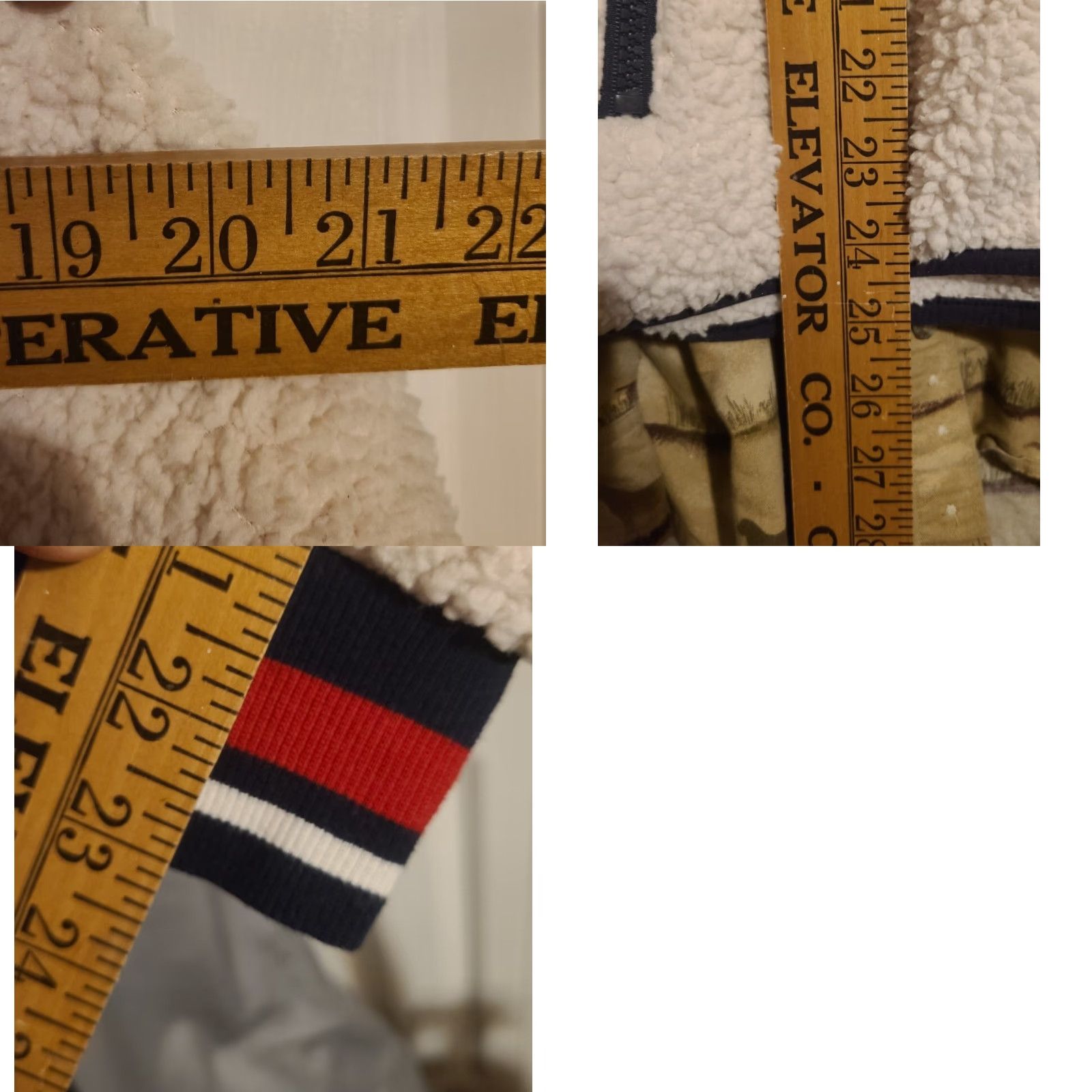 Tommy Hilfiger TOMMY HILFIGER Womens Jacket Be ige White Sherpa Fleece Sport L Kimono Collared Mid-Length Zip Snap Long Sleeve Fall Winter Sports Mens Womens Size L / US 10 / IT 46 - 8 Thumbnail