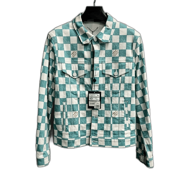 Louis Vuitton Louis Vuitton Green Checkered Denim Jacket Size US M / EU 48-50 / 2 - 1 Thumbnail