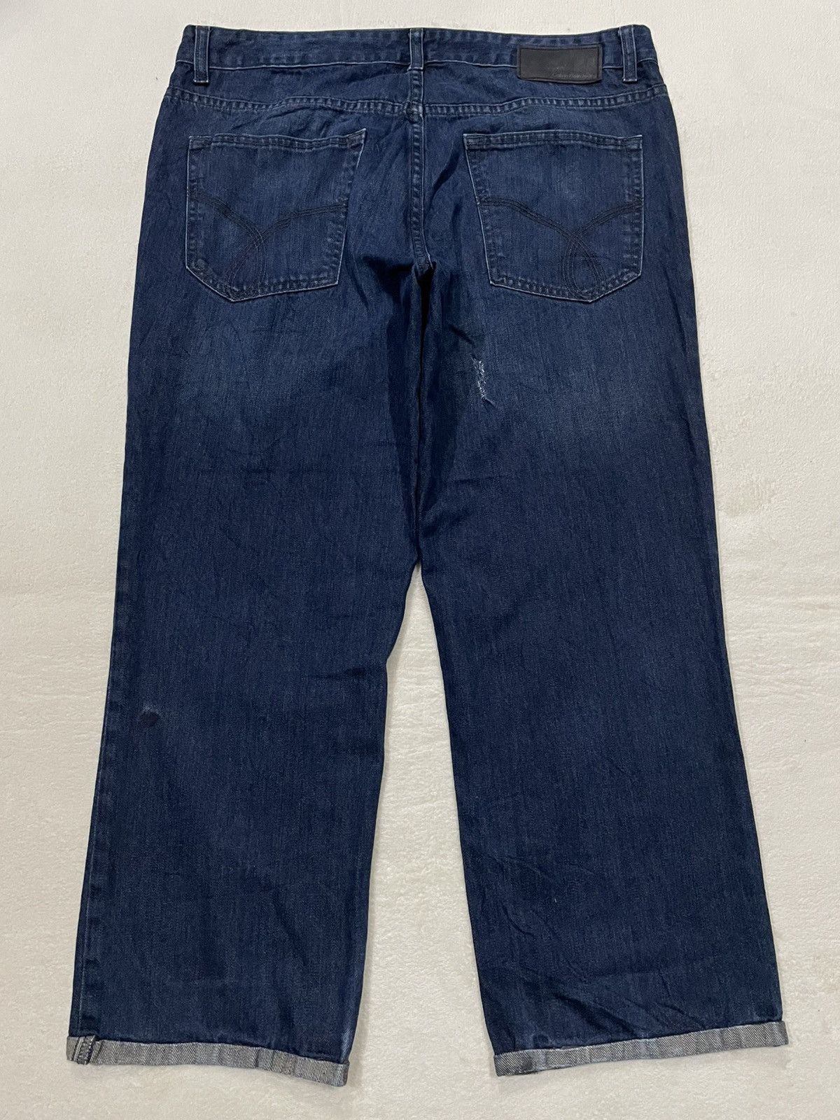 Calvin Klein Vintage Calvin Klein Distressed Slim Straight Cut Dark Jeans Size US 37 - 17 Thumbnail