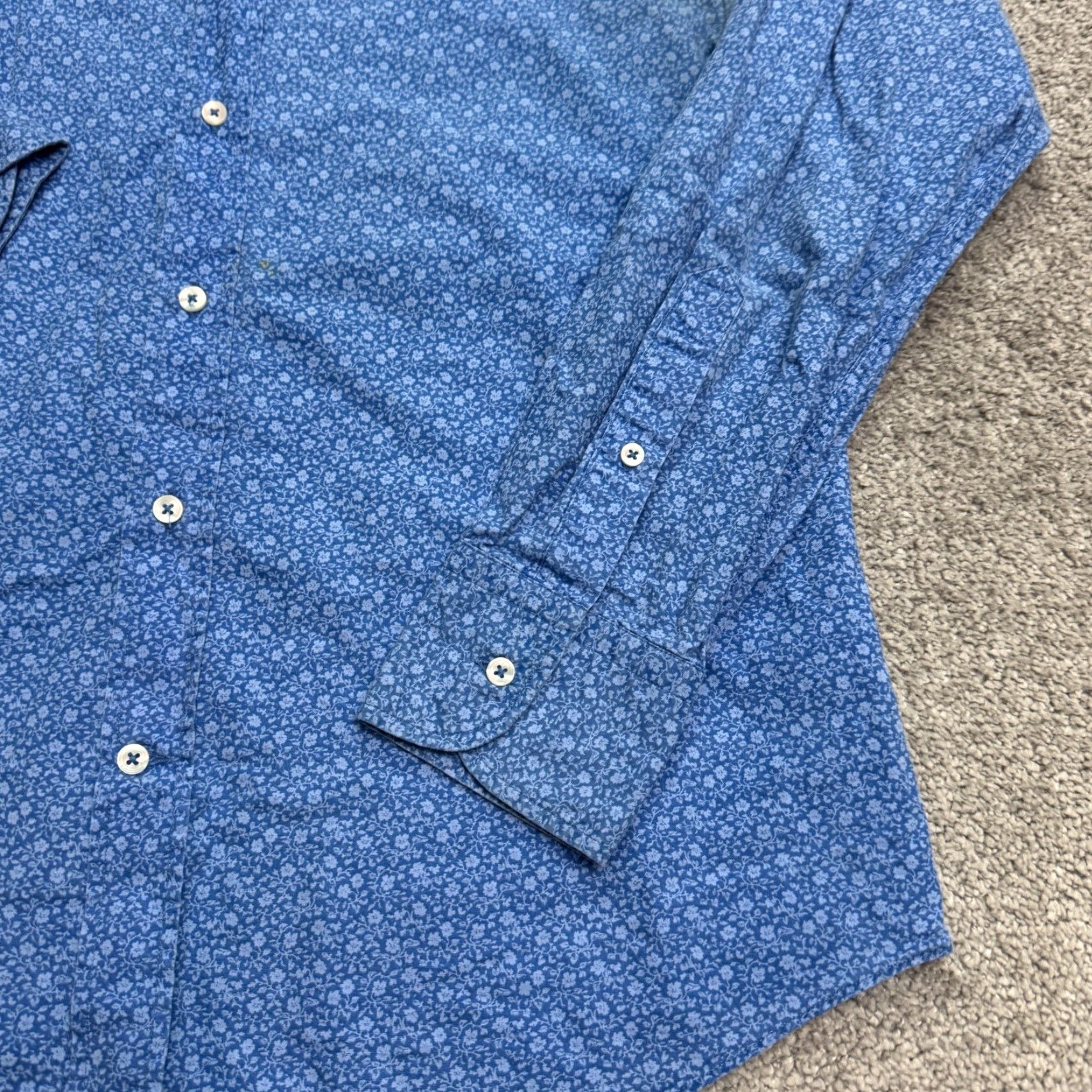 Massimo Dutti Massimo Dutti Button-Up Shirt Mens M Blue Floral Classic Preppy Casual Workwear Shirt Size US M / EU 48-50 / 2 - 5 Thumbnail