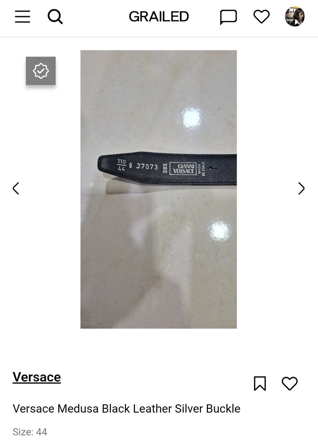Versace Versace Medusa Black Leather Silver Buckle Size 44 - 13 Thumbnail