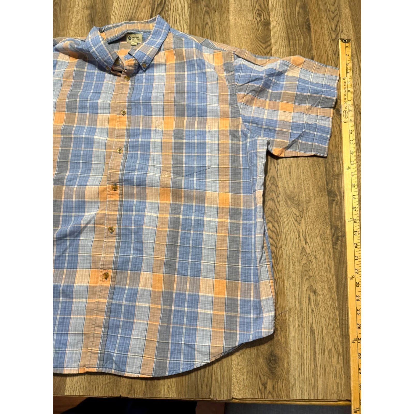 Haggar Haggar Shirts Men's XXL Blue Orange Short Sleeve Button Up Plaid Casual Shirt Size US XXL / EU 58 / 5 - 3 Thumbnail
