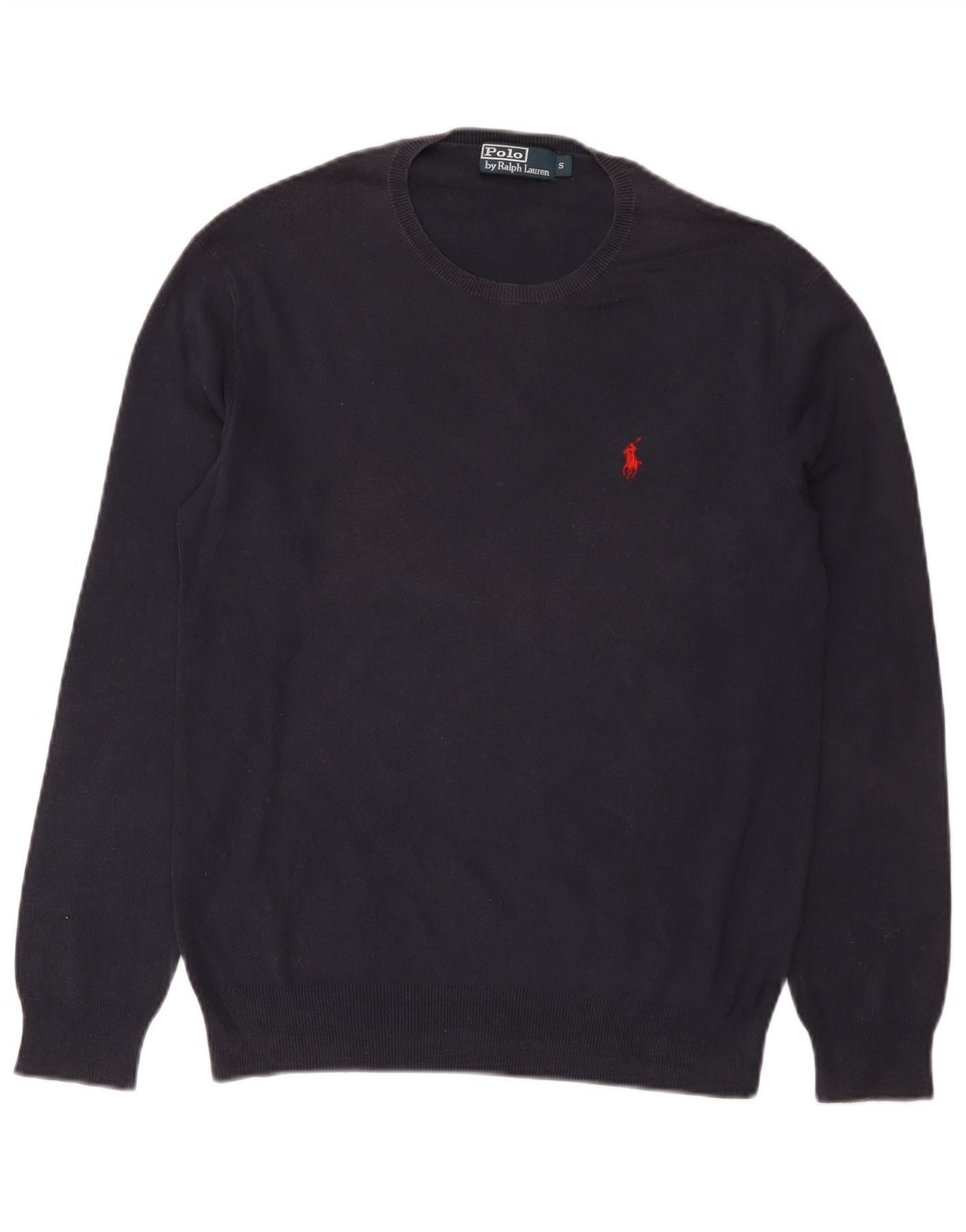 Polo Ralph Lauren Mens Crew Neck Jumper Sweater Small Navy Blue Cotton Size US S / EU 44-46 / 1 - 1 Thumbnail