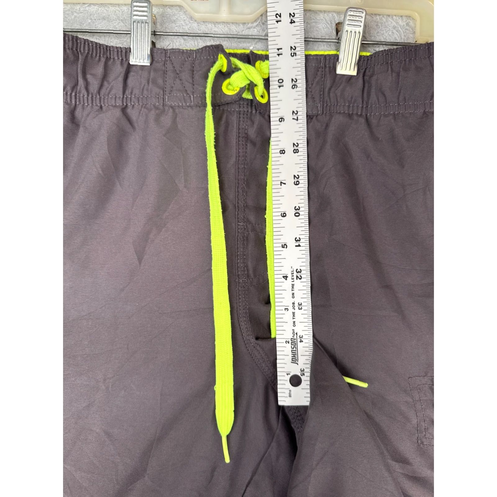 Ocean Pacific Ocean Pacific Board Shorts Men Small Gray 100% Polyester Cargo Drawstring Elastic Waist Pockets Beach Surfing 30x10 Mens Size US 29 - 7 Thumbnail