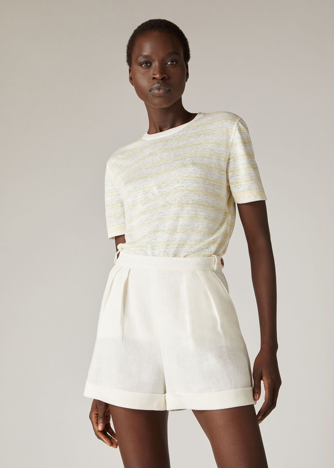 Loro Piana o1srvl11e1224 Stromboli T-Shirt in White & Yellow Size S / US 4 / IT 40 - 5 Thumbnail