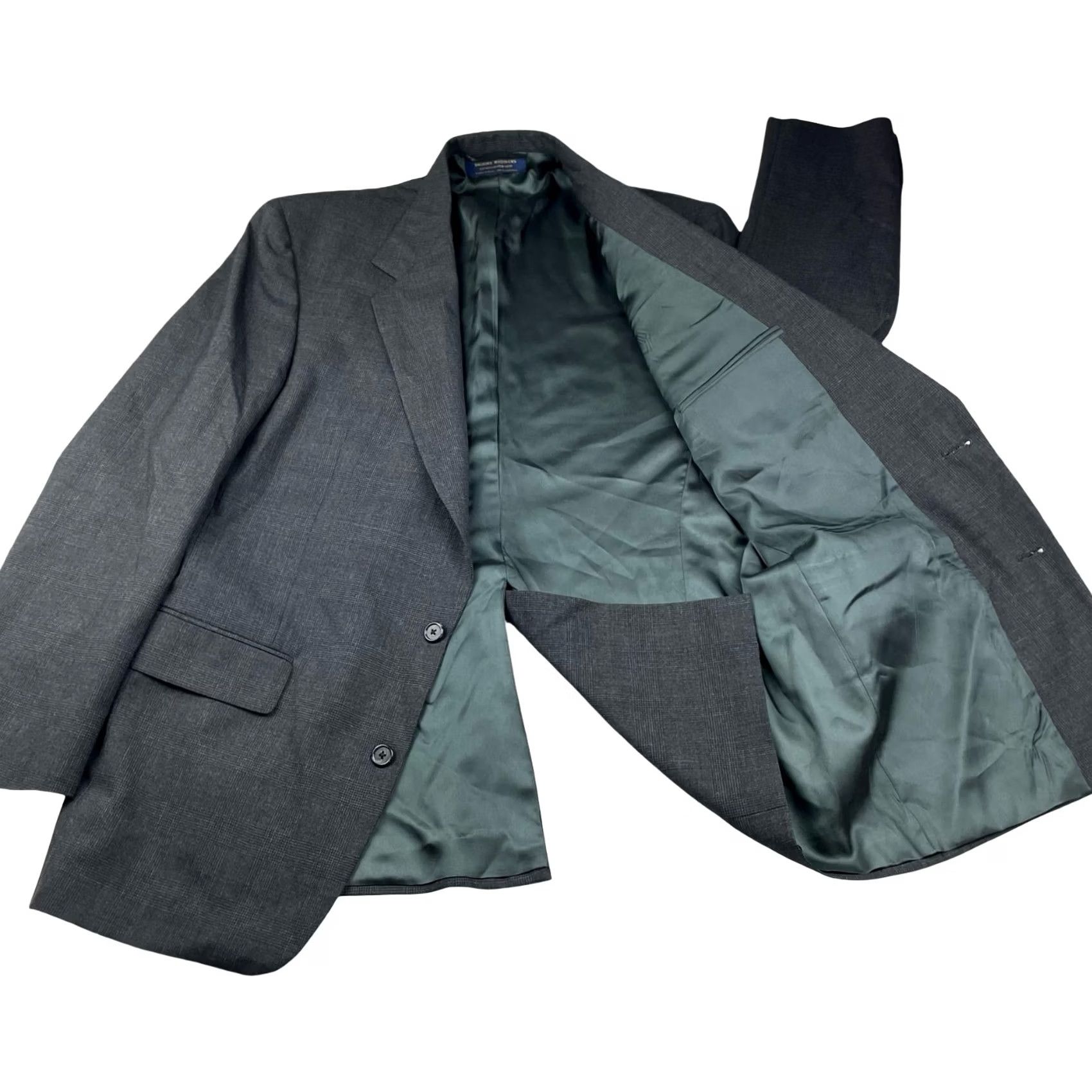 Brooks Brothers VINTAGE Brooks Brothers Blazer Gray Plaid Mens 44L 100% Wool Two-Button USA Size 44R - 3 Thumbnail