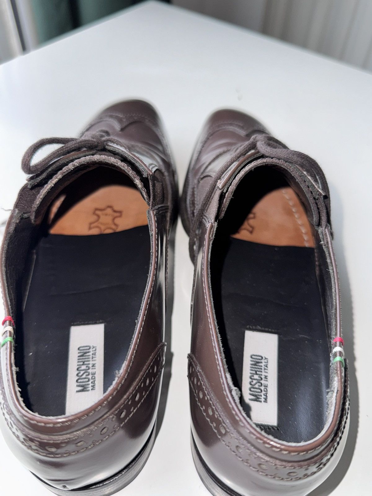 Moschino Moschino Men’s Brown Leather Lace-Up Brogues Size US 7.5 / EU 40-41 - 6 Thumbnail