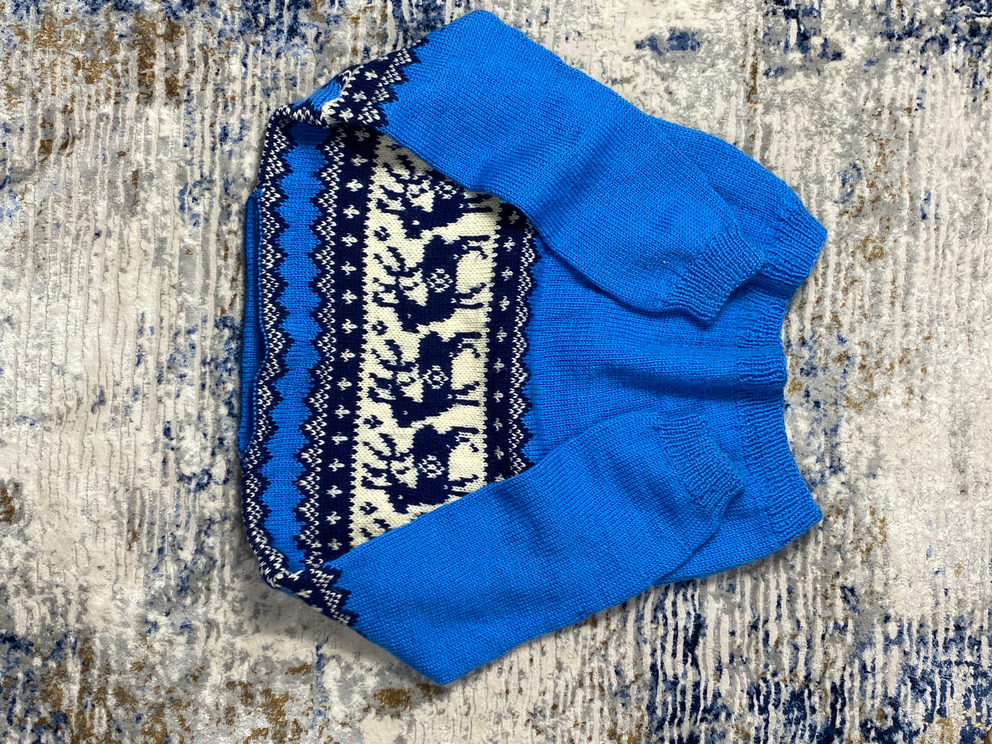 Pre-owned Vintage Handknitted Norway Wool Sweater In Blue