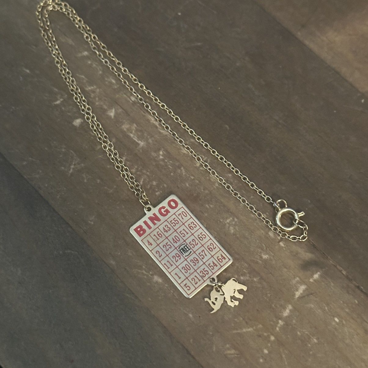 Vintage Vintage gold tone Bingo card pendant necklace Size ONE SIZE - 4 Thumbnail