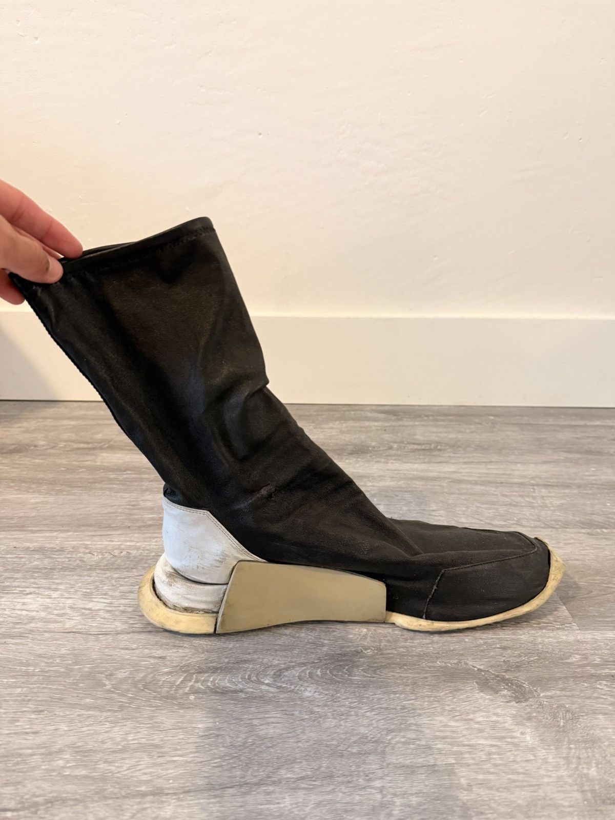 Rick Owens RICK OWENS + ADIDAS SS2017 LEATHER SOCK BOOT EU44 Size US 10.5 / EU 43-44 - 5 Thumbnail