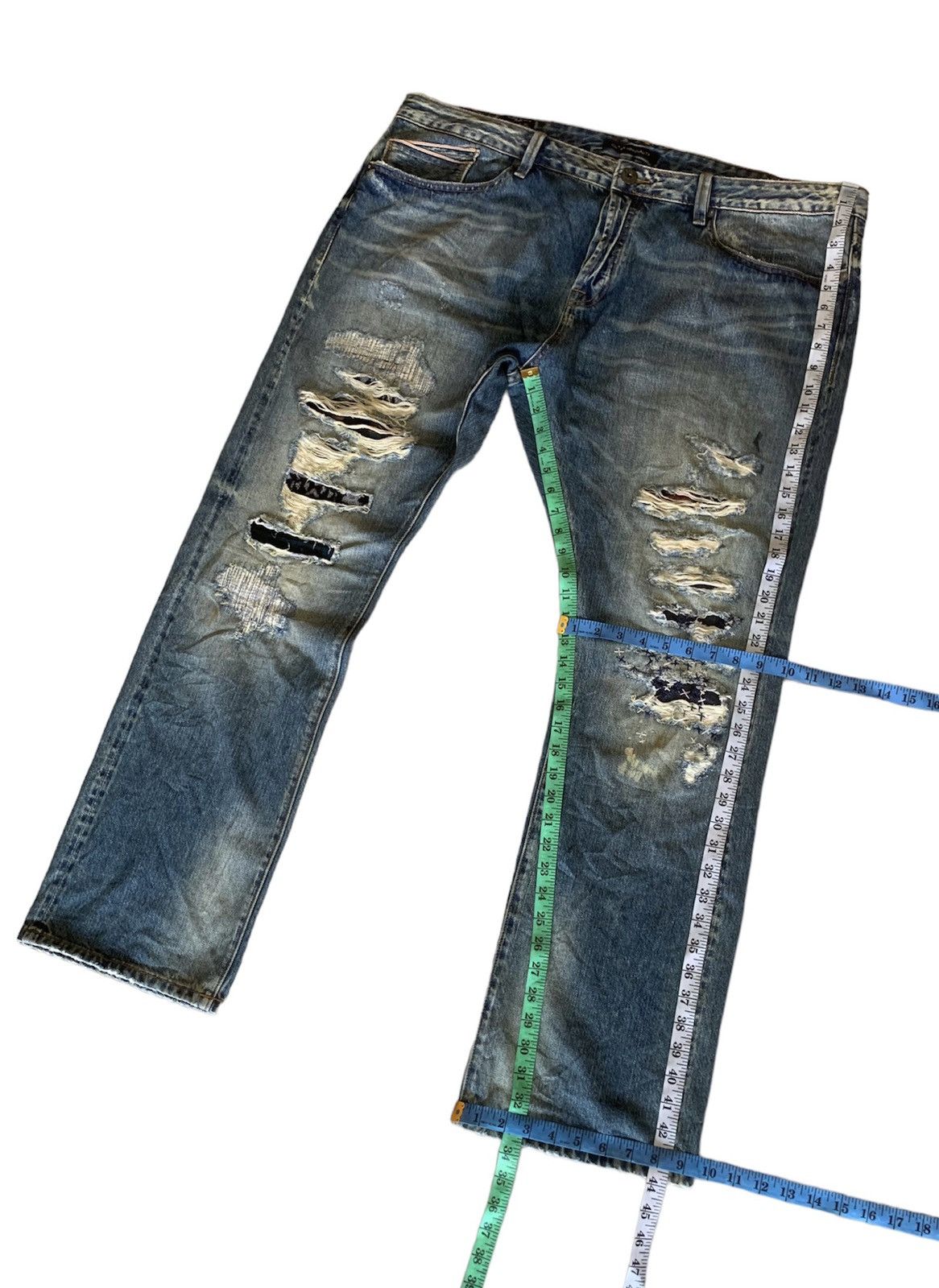 Cult Of Individuality 💥Crazy CULT of INDIVIDUALITY PATCHWORK SASIKO SELVAGE JEANS Size US 44 / EU 60 - 20 Thumbnail