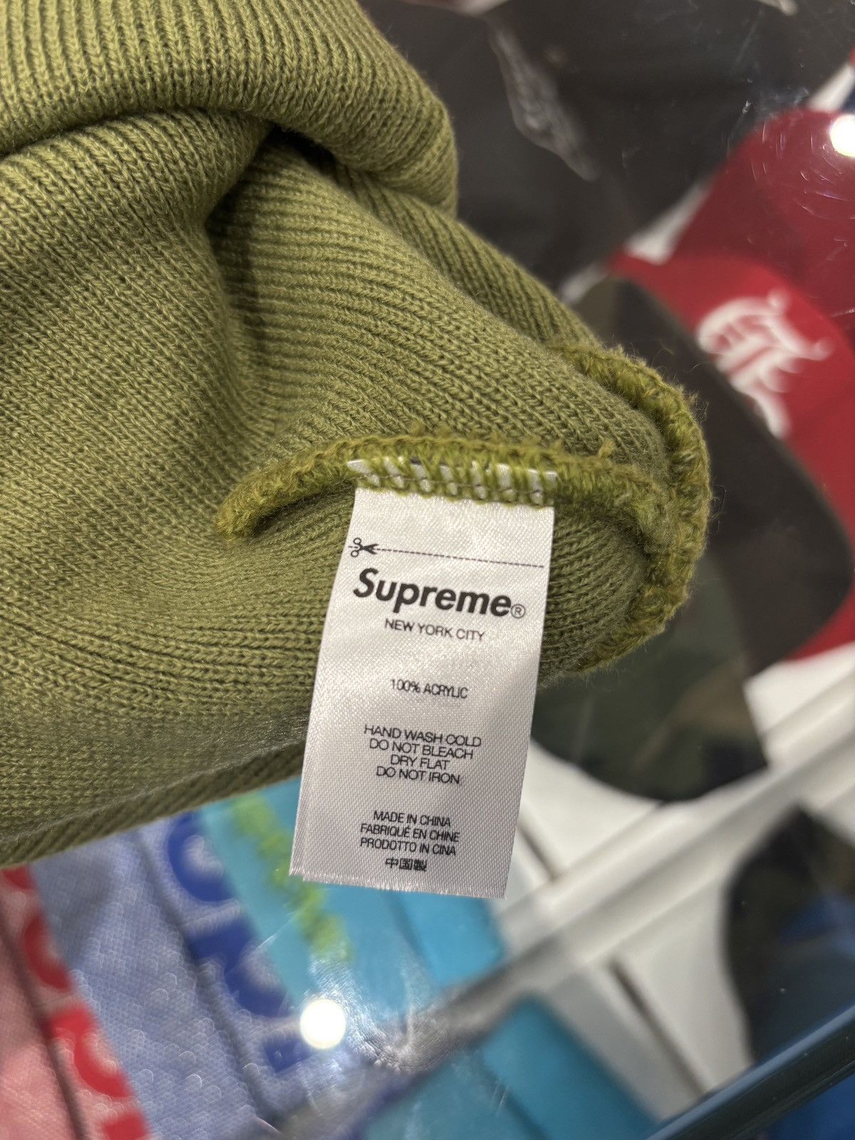 Supreme Supreme Duck Down Records Beanie Light Olive Size ONE SIZE - 3 Thumbnail