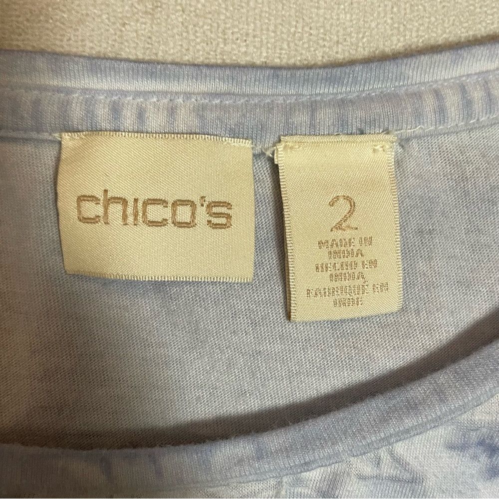 Chicos Chico's Cotton Blue Tie Dye 3/4 Sleeve Top Size 2 US L Size L / US 10 / IT 46 - 6 Thumbnail