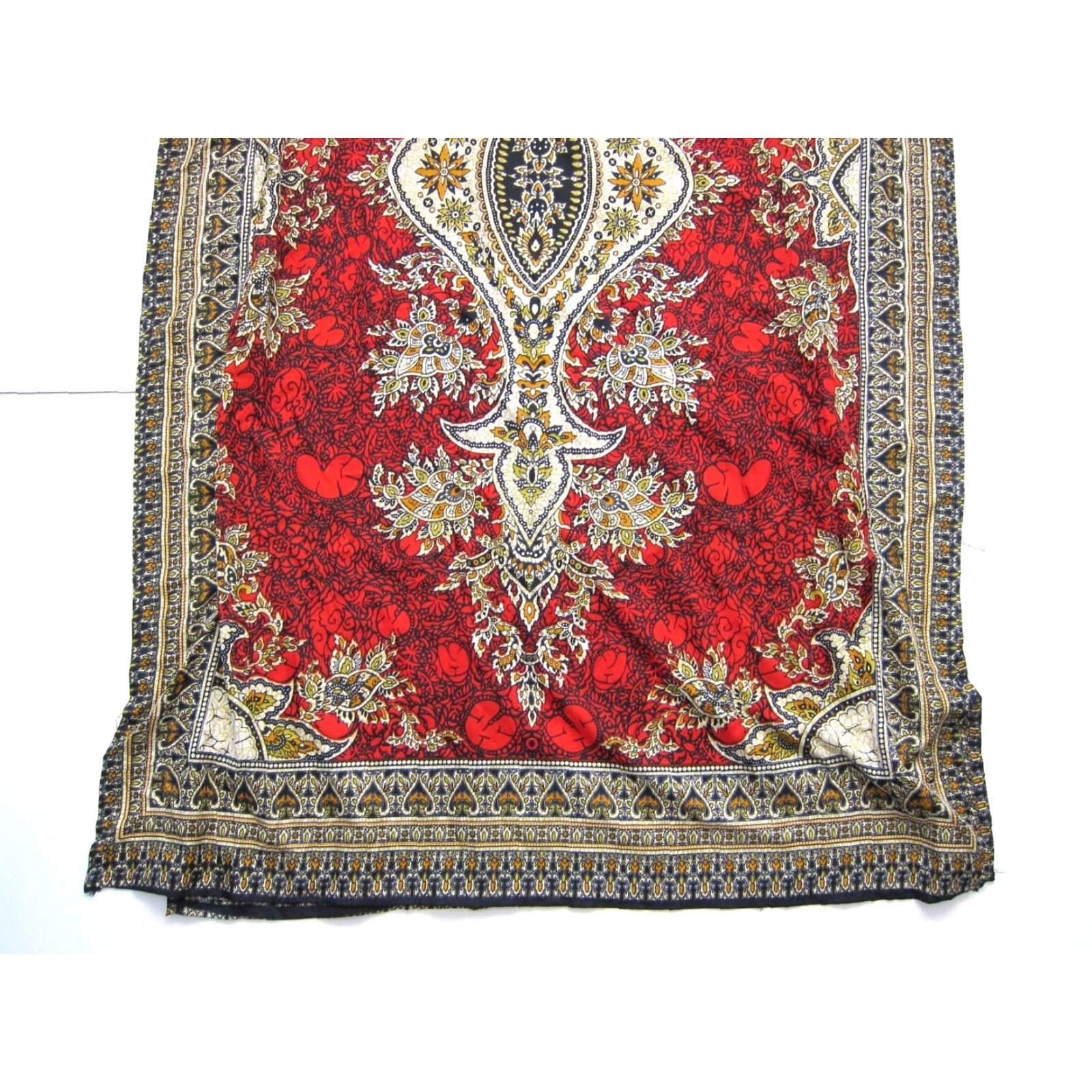 Vintage VINTAGE India 100% Rayon Red Floral Long Maxi Kaftan Muumuu Dress OS Size ONE SIZE - 6 Thumbnail