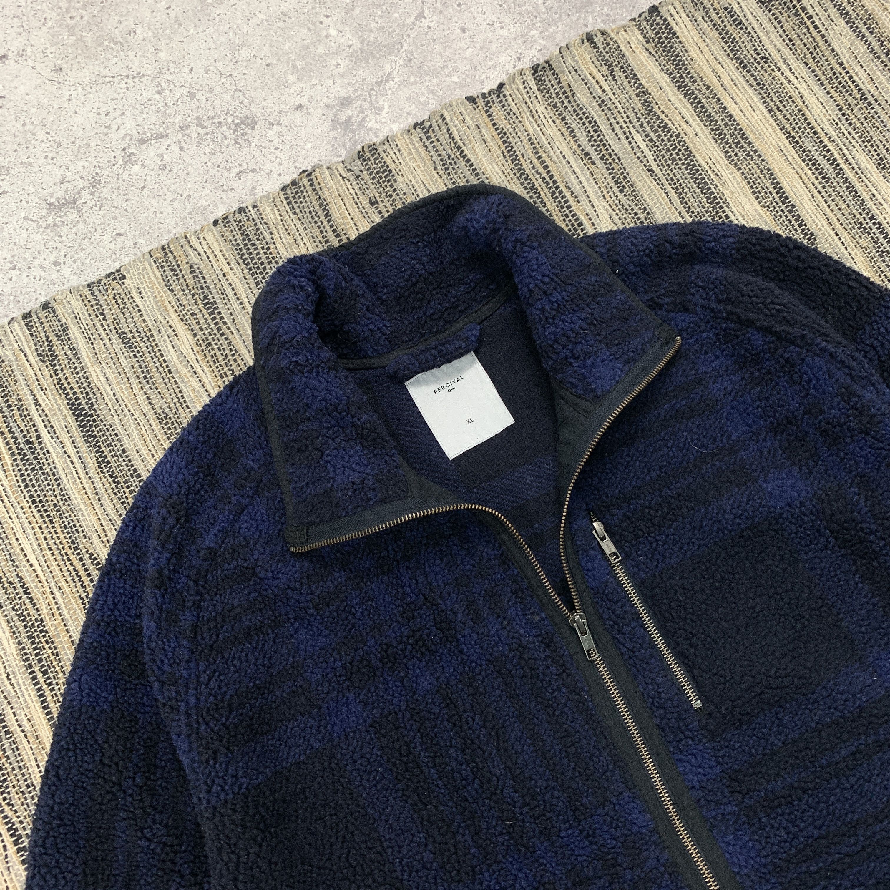 Percival Percival Teddy Fleece Plaid Checkered Blue Jacket Size US XL / EU 56 / 4 - 4 Thumbnail