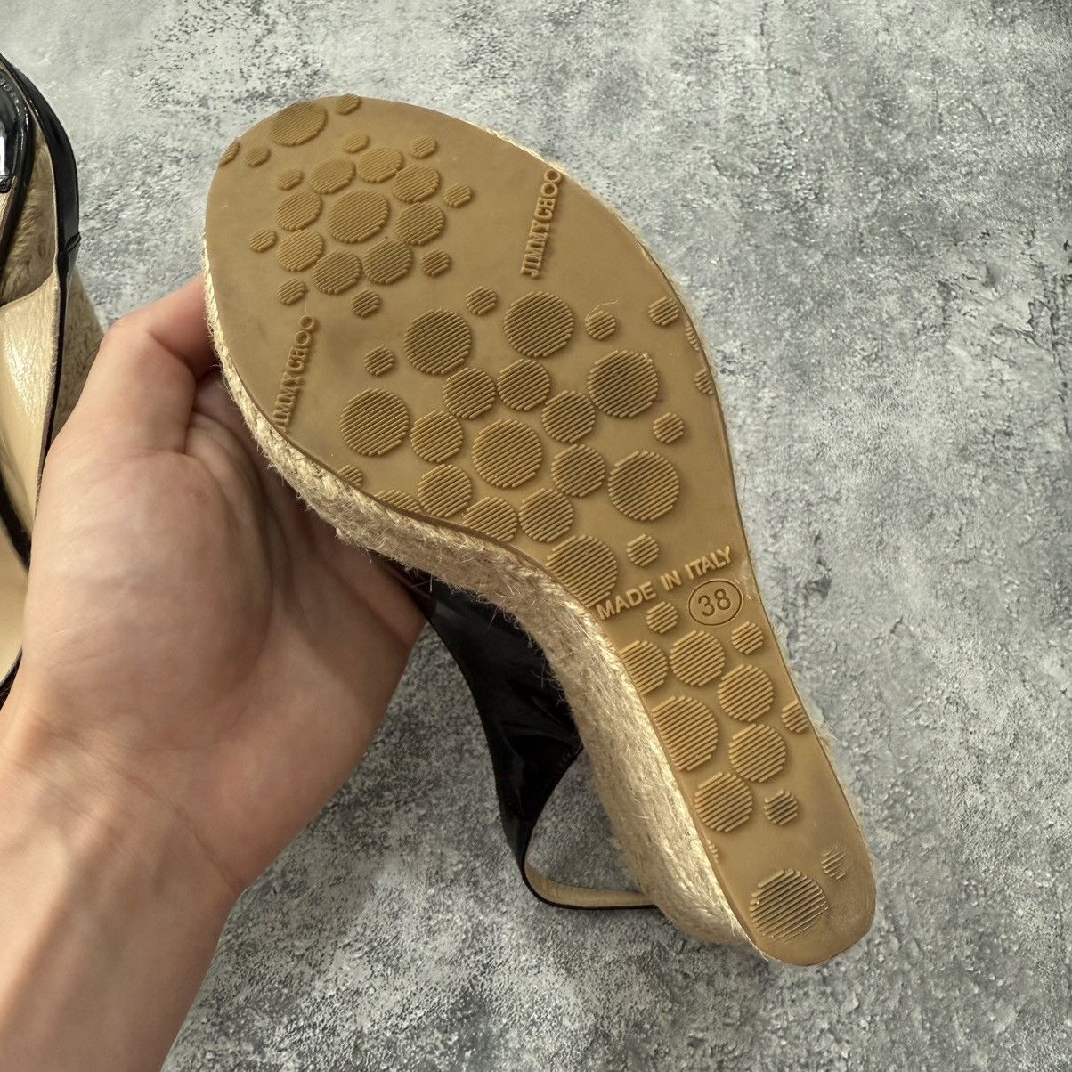 Jimmy Choo Jimmy Choo Polar Patent Platform Espadrille Heel Sandals Size US 7.5 / IT 37.5 - 11 Thumbnail