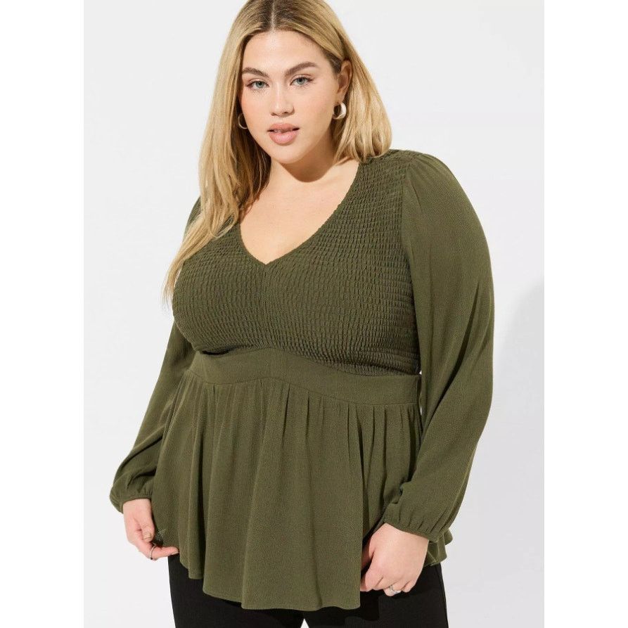 Torrid Torrid Smocked Babydoll Top Sz 0X Stretch Whimsigoth Grunge Size L / US 10 / IT 46 - 1 Thumbnail