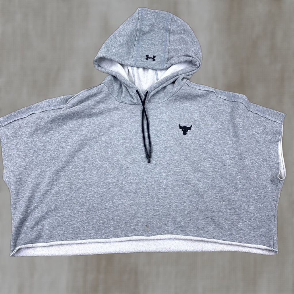 Under Armour VINTAGE Under Armour Project Rock Hoodie Shirt Men L Gray Sleeveless Cropped Logo Size US L / EU 52-54 / 3 - 1 Thumbnail