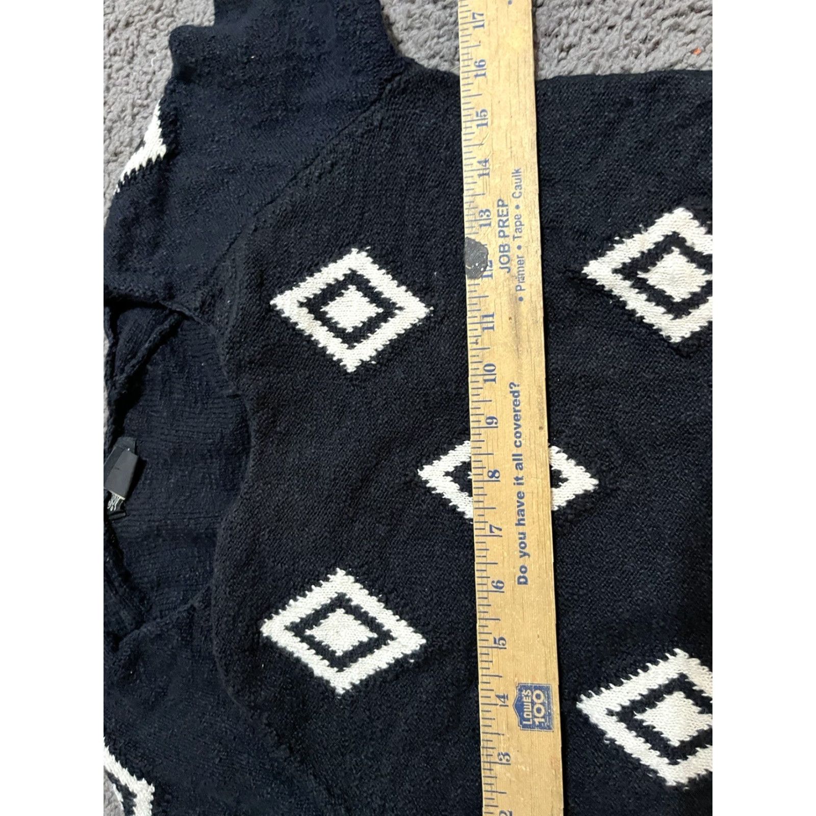 Lucky Brand Lucky Brand Women's Live And Learn Sweater XS Black White Diamonds Size XS / US 0-2 / IT 36-38 - 4 Thumbnail