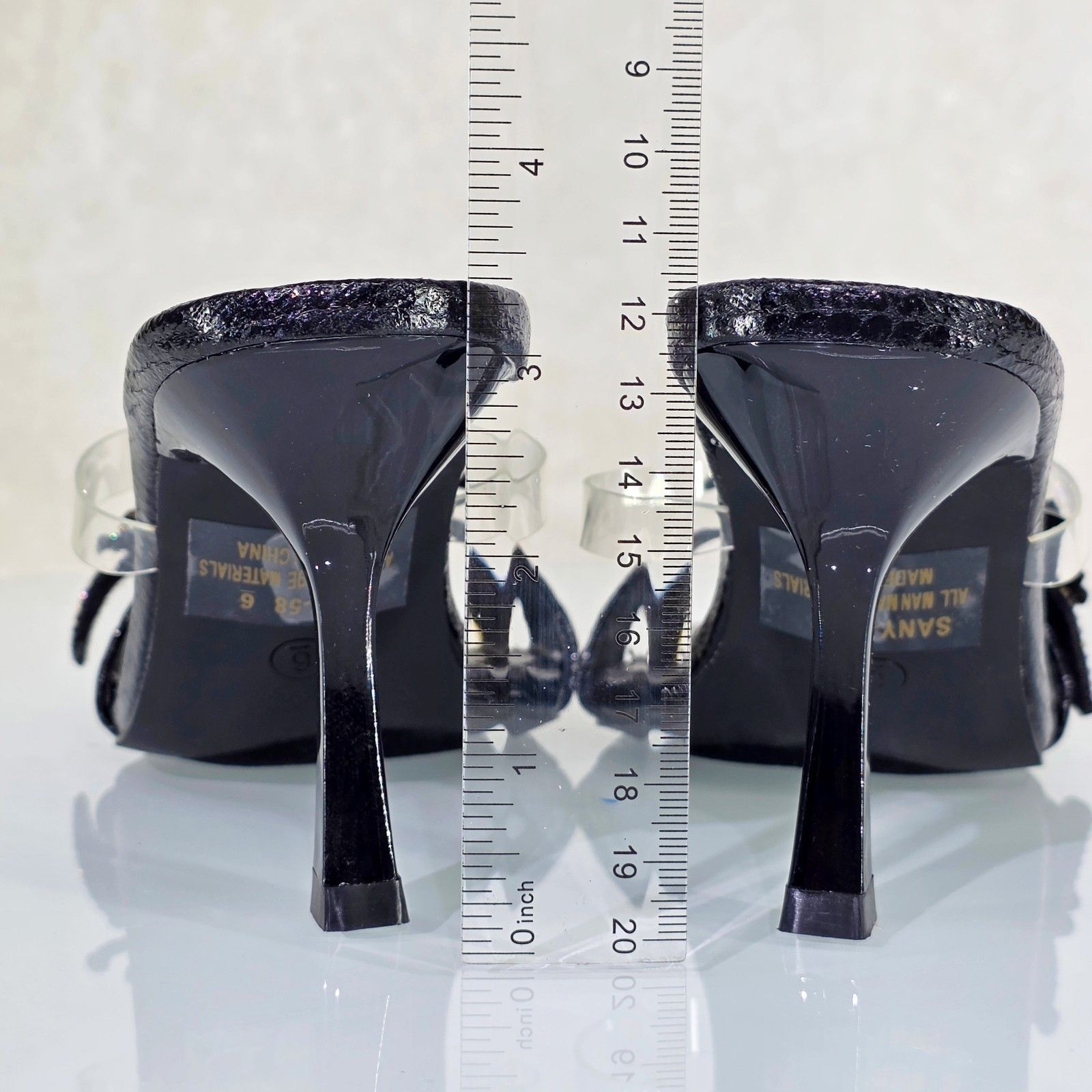 Other Lily Rhinestone Flower Black Slip On 3.25" Heel Casual Eveni Size US 8.5 / IT 38.5 - 5 Thumbnail