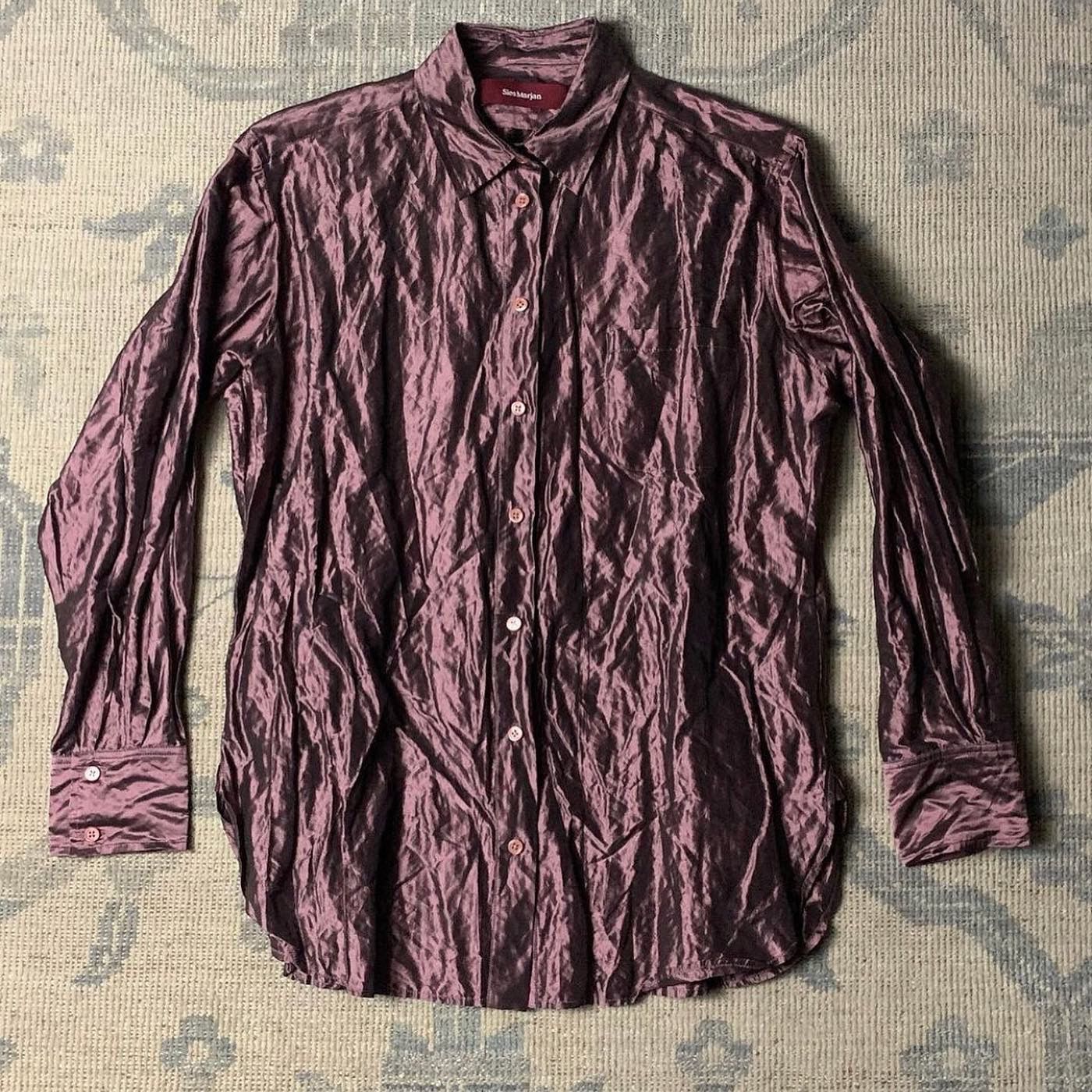 image of Sies Marjan "sander", Crinkled Silk Shirt in Merlot, Men's (Size Medium)