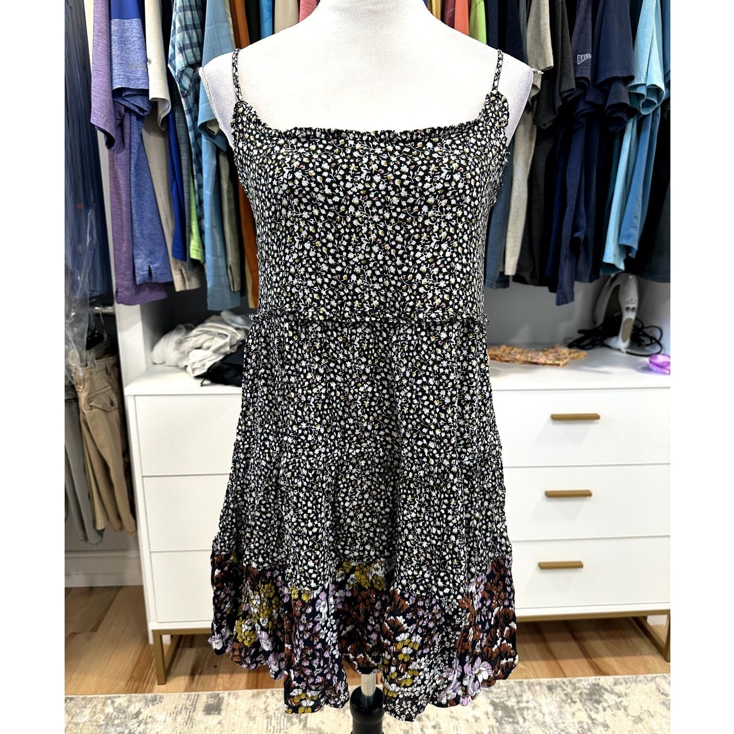 BP. BP Womens Black Sleeveless Floral Tiered Sundress MiniS NWOT Size S / US 4 / IT 40 - 1 Thumbnail