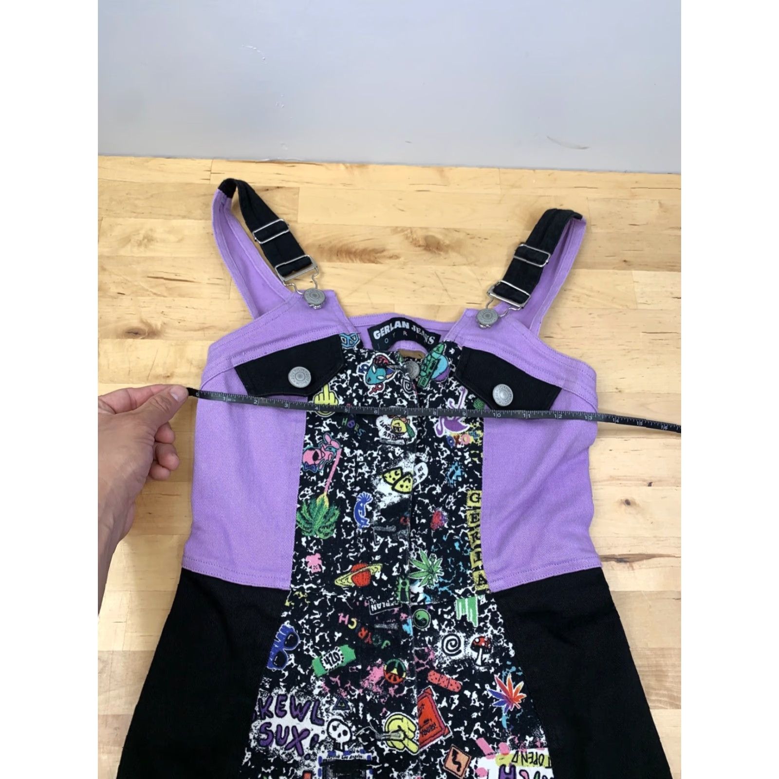 Joyrich Joyrich x Gerlan Jeans Denim Skirt Overalls Womens M Black Purple Zip #8895 Size 32" / US 10 / IT 46 - 7 Thumbnail