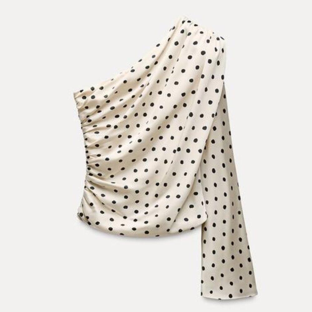 Zara NWT ZARA ASYMMETRIC SHOULDER PAD TOP ZW COLLECTION L Size L / US 10 / IT 46 - 3 Thumbnail