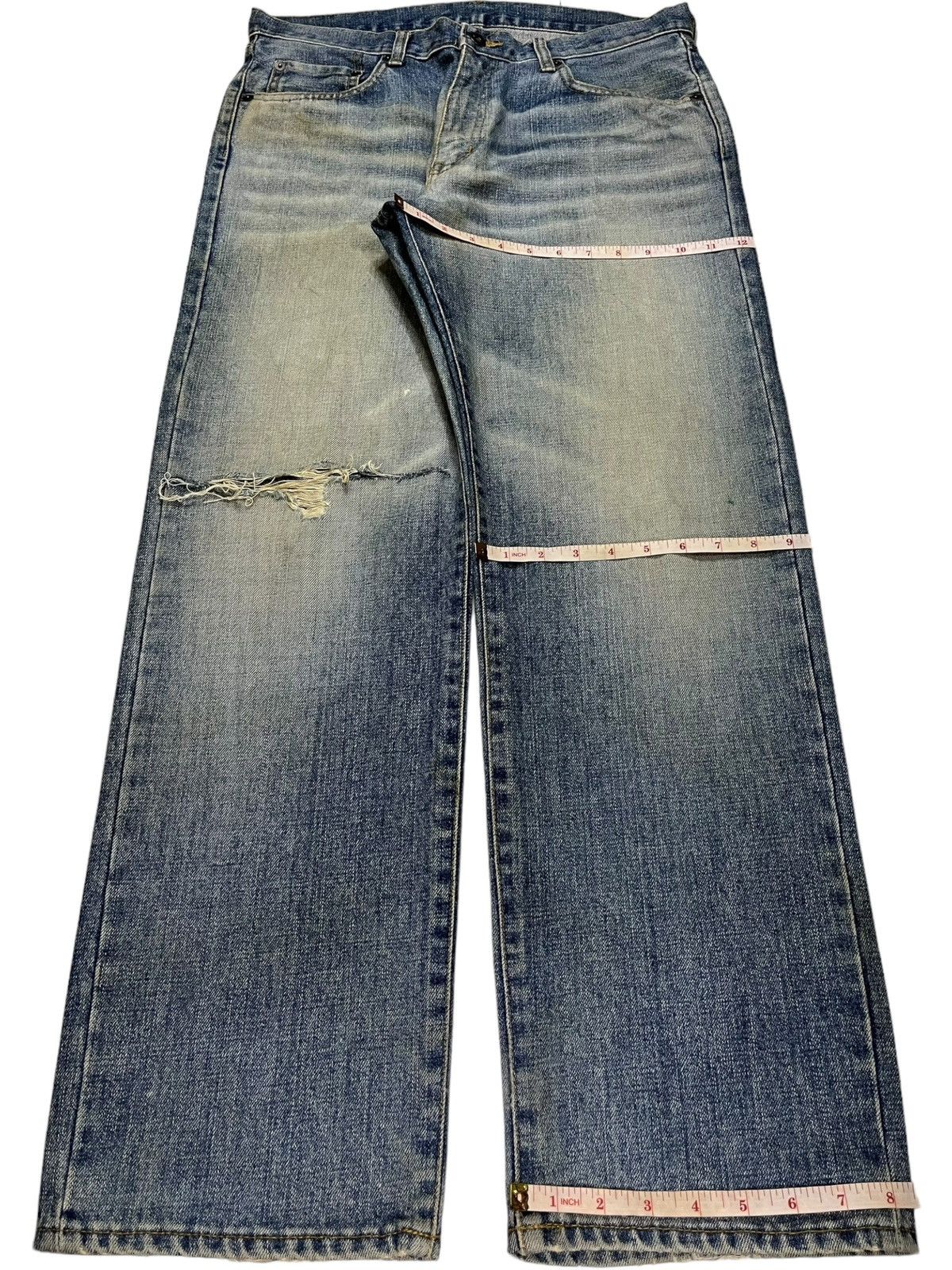 Japanese Brand × Uniqlo Vintage Japanese Uniqlo Mud Wash Distressed Baggy jeans Size US 34 / EU 50 - 13 Thumbnail