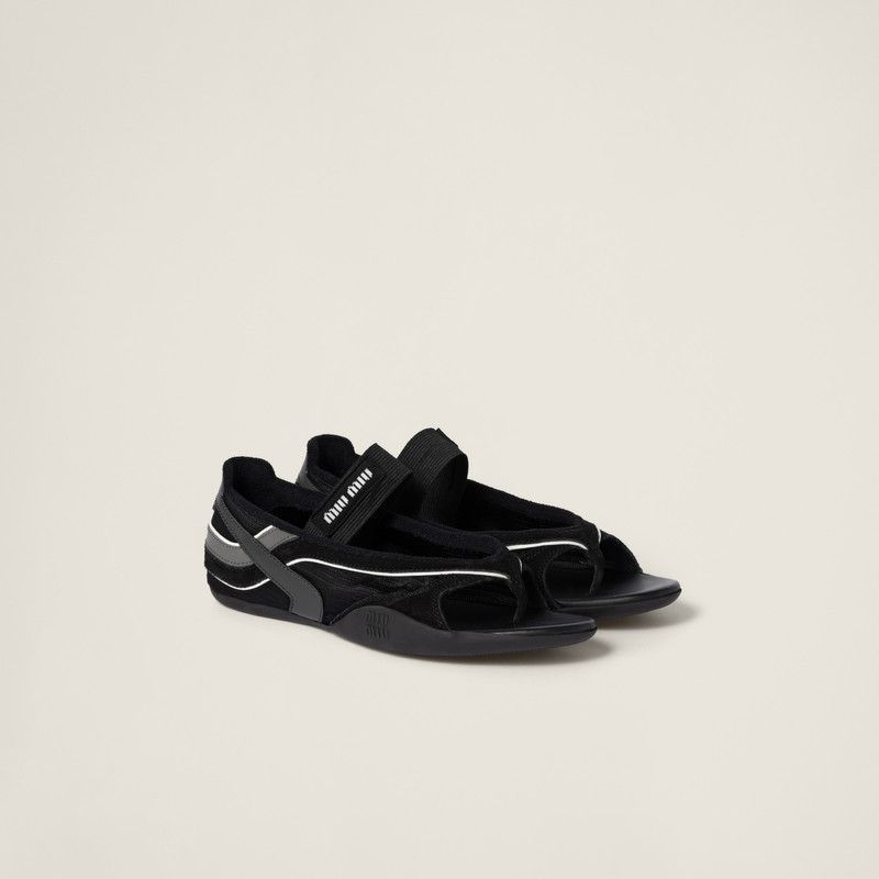 Miu Miu o1B3y1r0426 Gymnasium Technical Fabric Thong Ballerinas Size US 9 / IT 39 - 2 Thumbnail