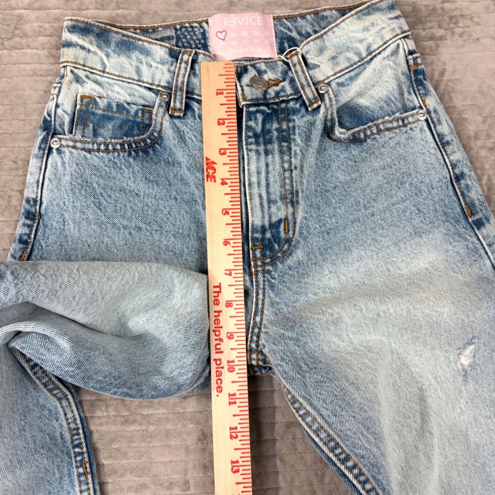 Vintage Revice Denim Straight Womens 23 Blue Prince Light High Rise Leg Size NWT Distressed Size ONE SIZE - 5 Thumbnail